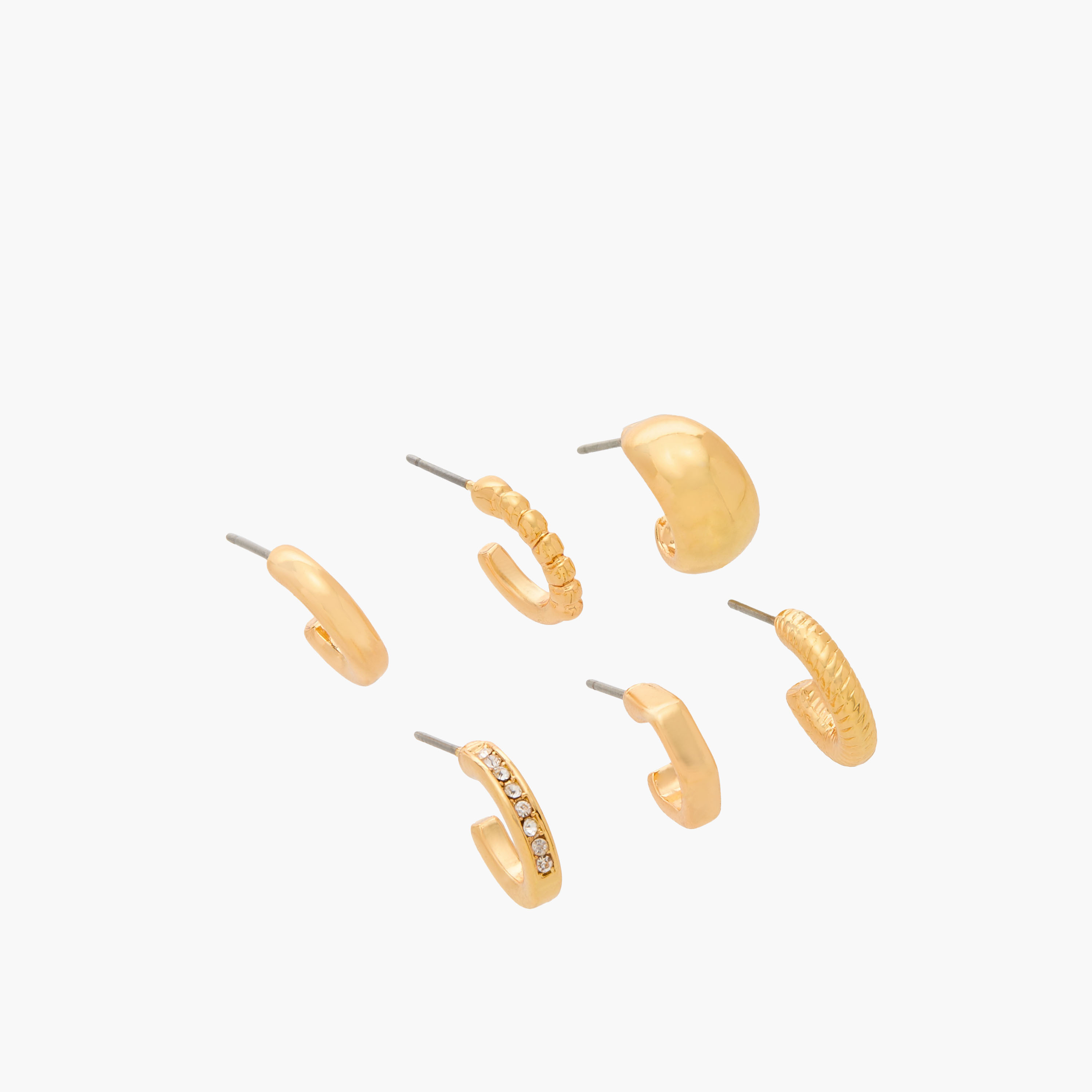 Set of 6 - Gloo Metallic Huggie Earrings with Pushback Closure-women-watchesandjewellery-jewellery-earrings-image-2