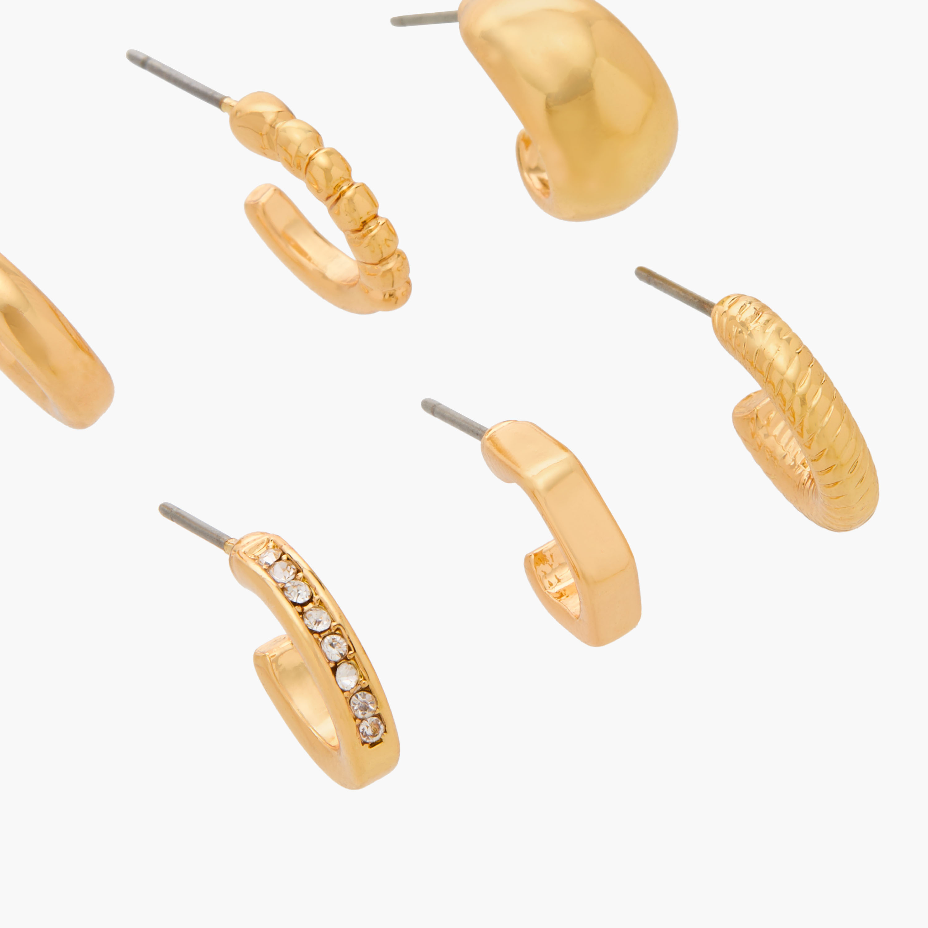 Set of 6 - Gloo Metallic Huggie Earrings with Pushback Closure-women-watchesandjewellery-jewellery-earrings-image-3