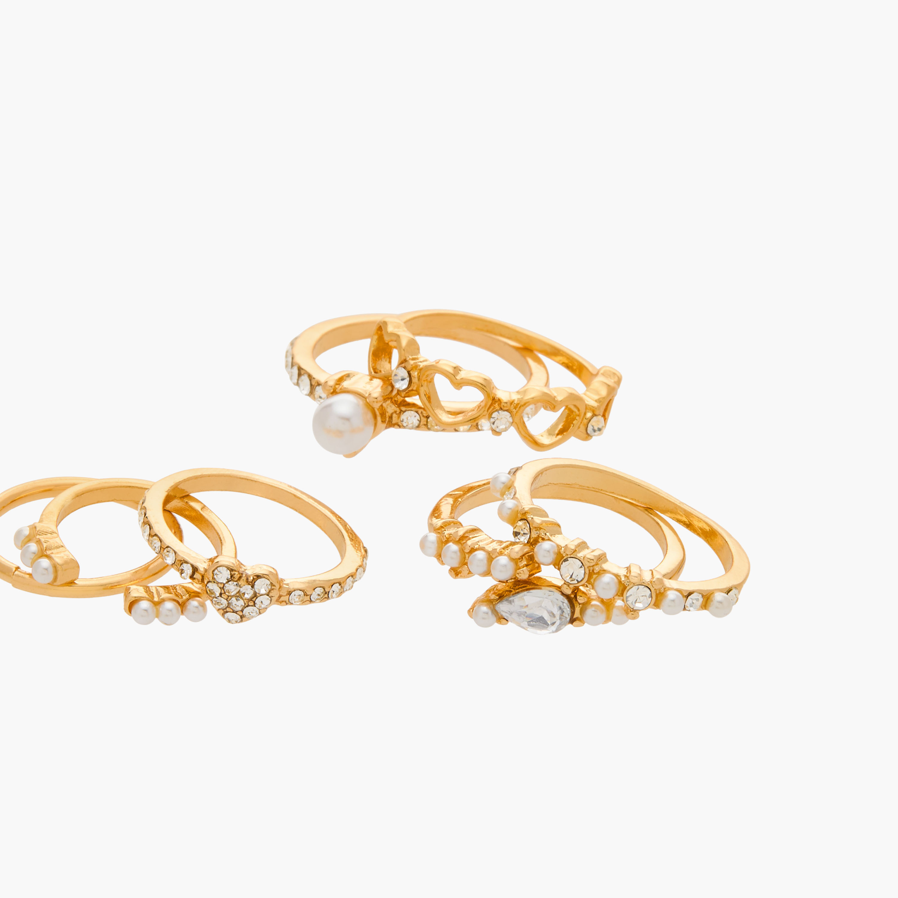 Set of 7 - Gloo Pearl Embellished Ring-women-watchesandjewellery-jewellery-rings-image-2