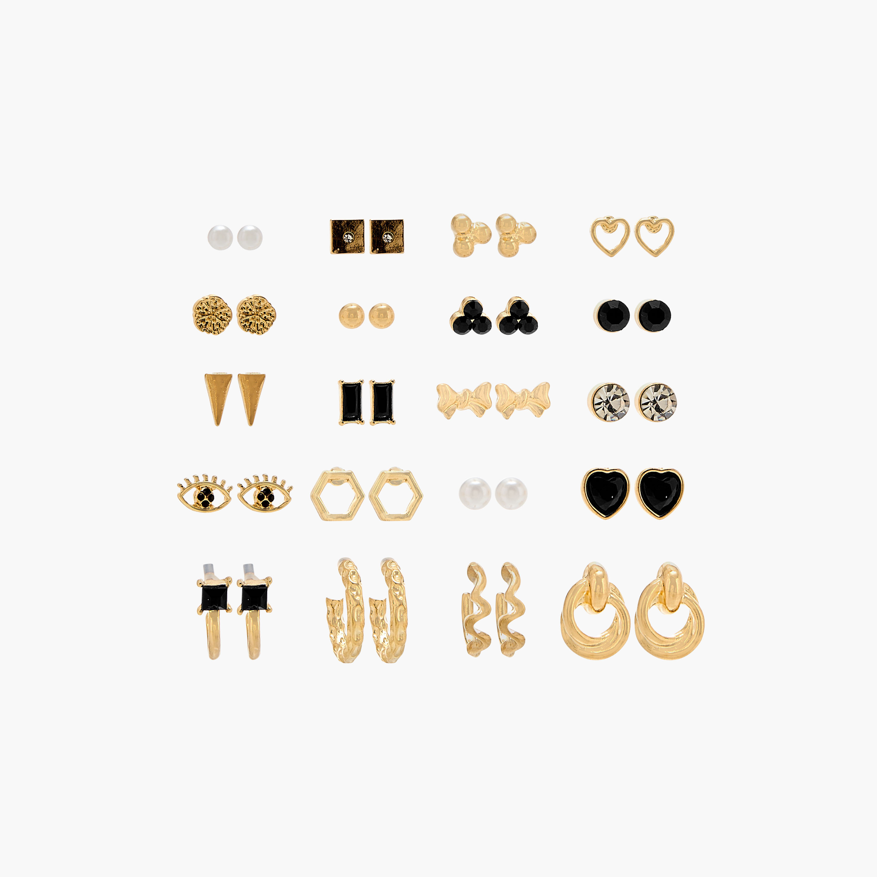 Set of 20 - Assorted Metallic Earrings with Pushback Closure-women-watchesandjewellery-jewellery-earrings-image-1