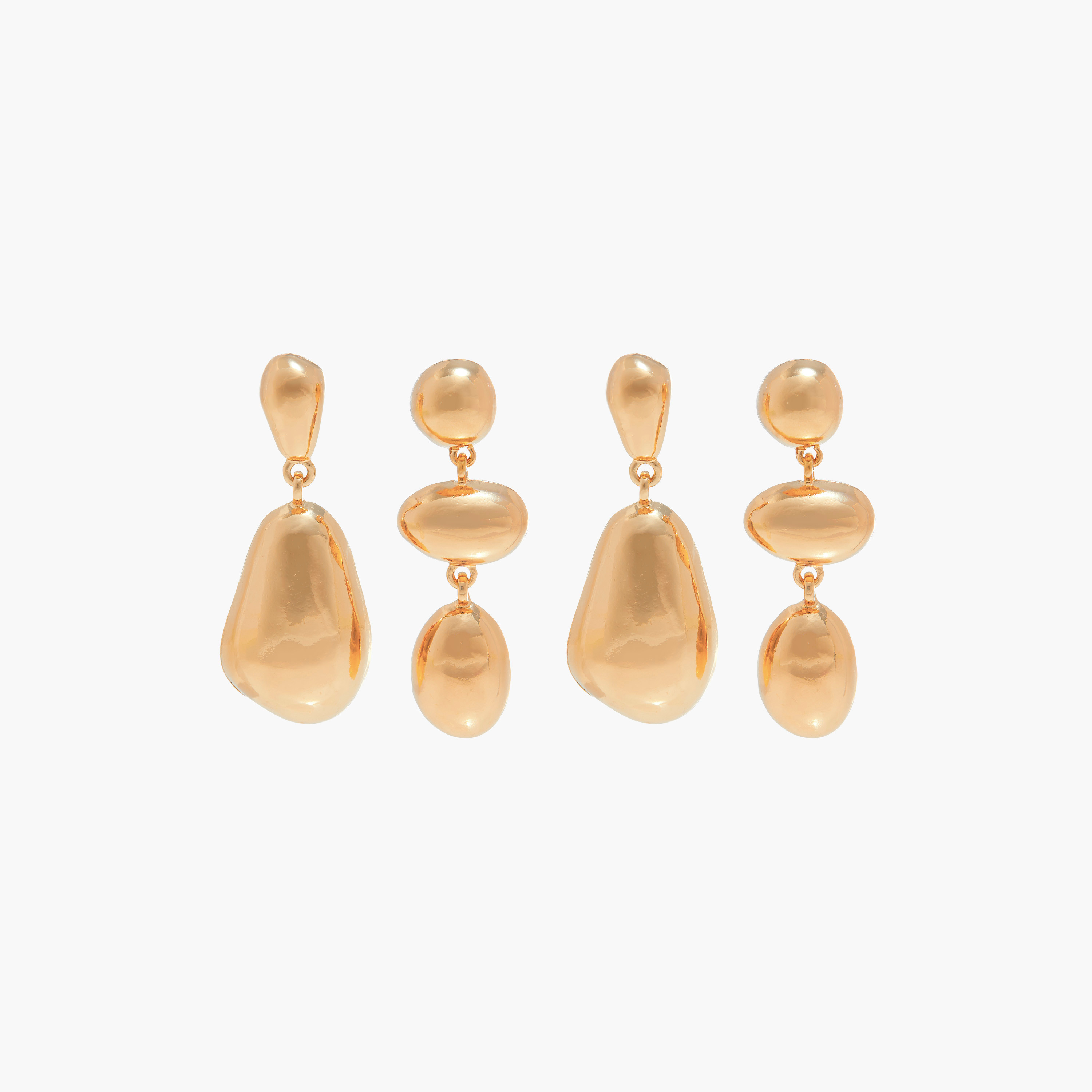 Set of 2 - Metallic Drop Earrings with Pushback Closure-women-watchesandjewellery-jewellery-earrings-image-1