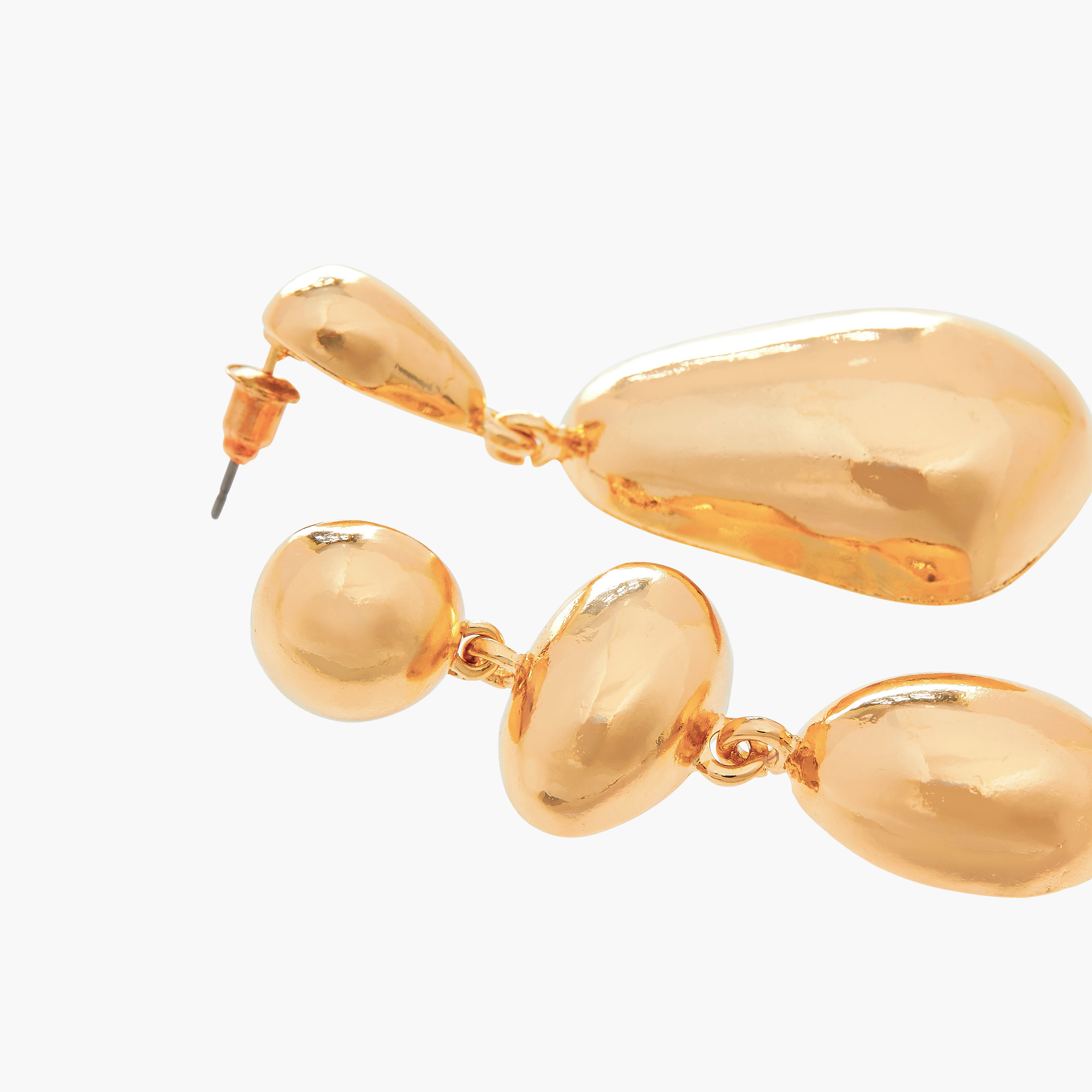 Set of 2 - Metallic Drop Earrings with Pushback Closure-women-watchesandjewellery-jewellery-earrings-image-5