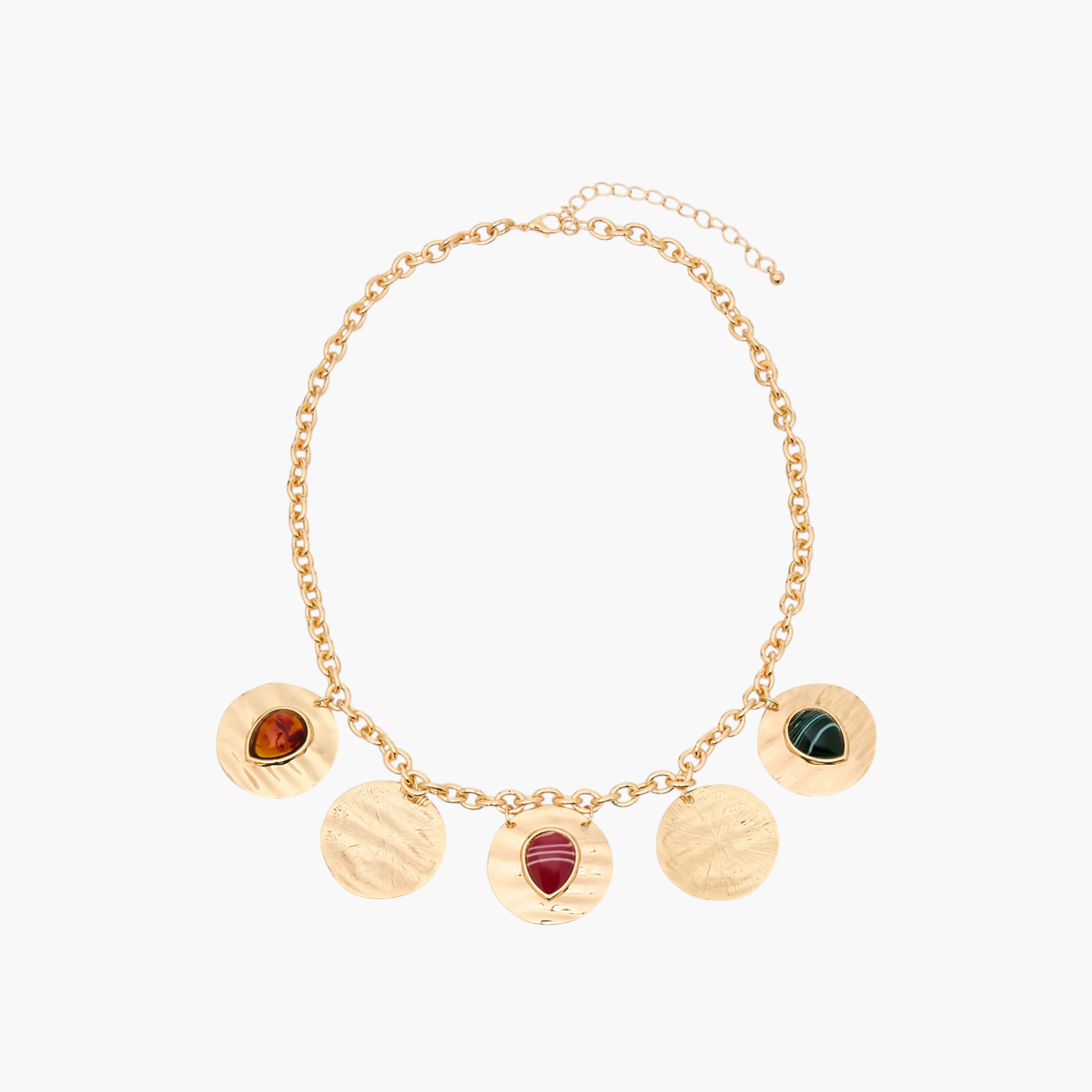 Resin Detail Charm Necklace with Lobster Clasp Closure-women-watchesandjewellery-jewellery-necklacesandpendants-image-1