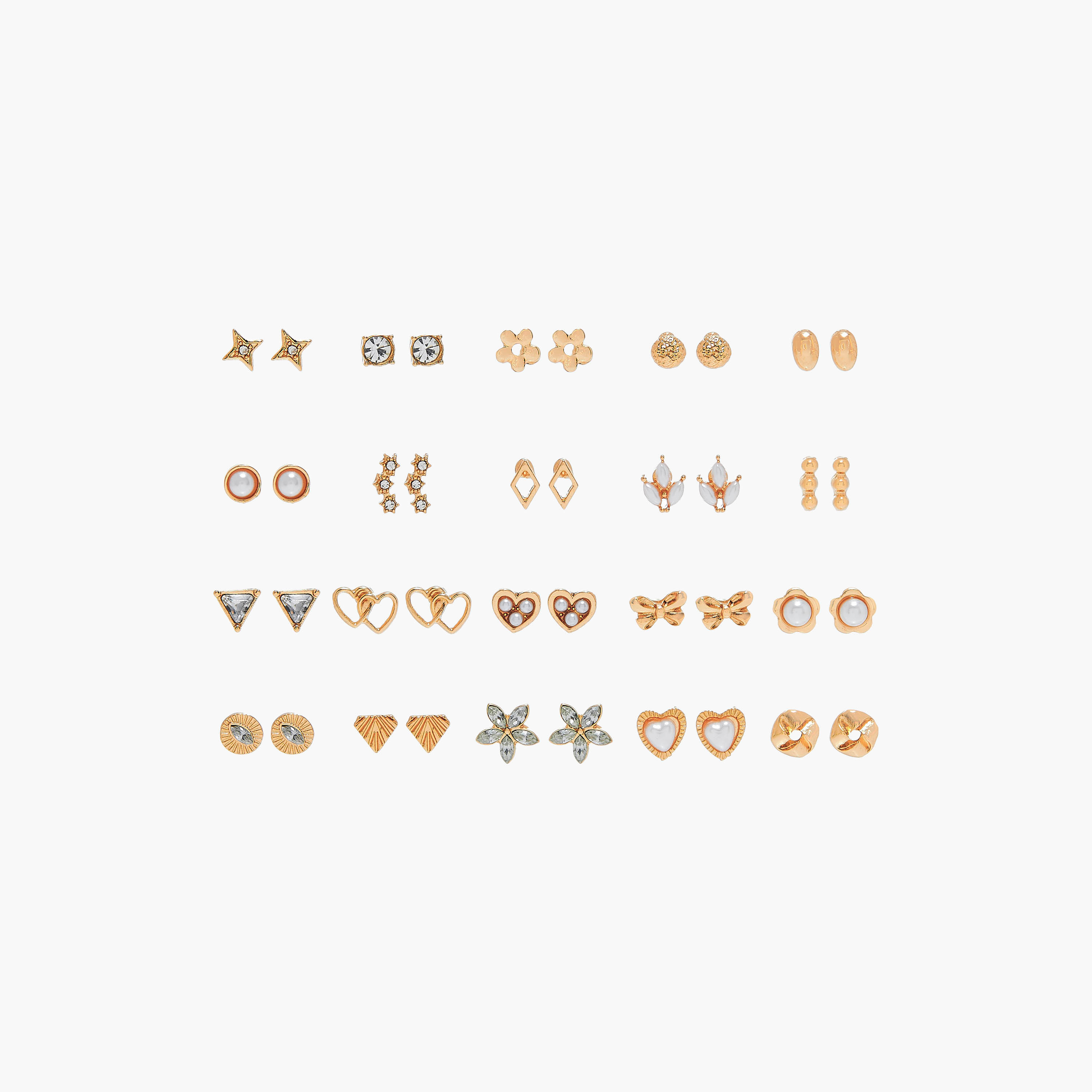 Set of 20 - Embellished Stud Earrings with Pushback Closure-women-watchesandjewellery-jewellery-earrings-image-1