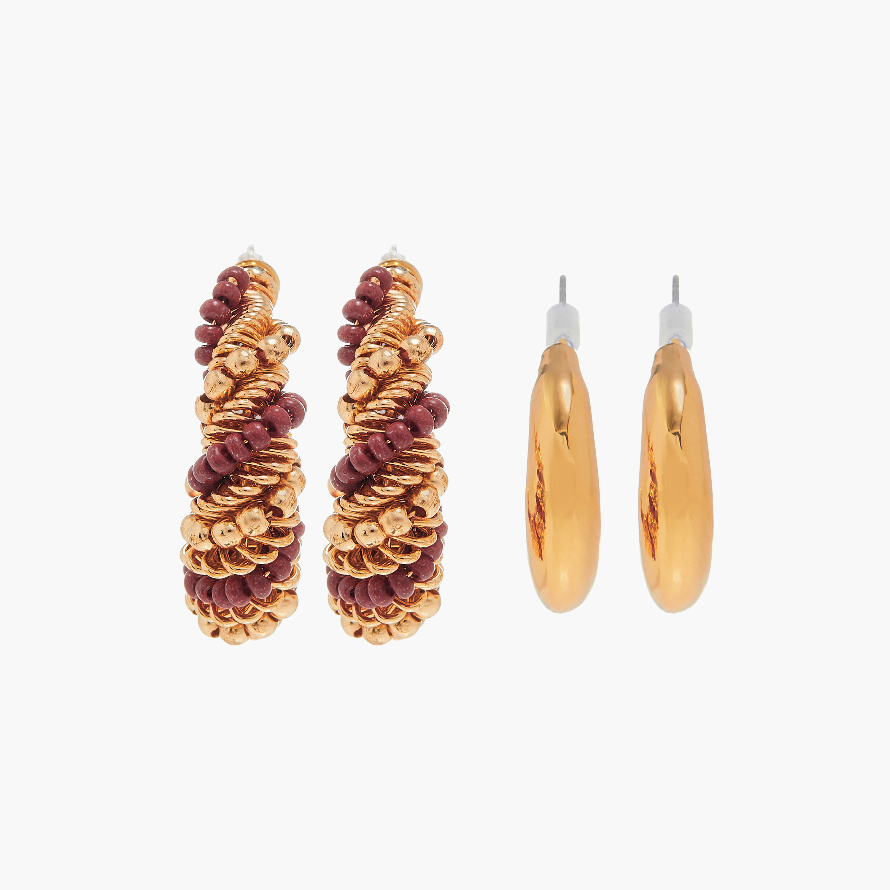 Set of 2 - Assorted Half Hoop Earrings with Pushback Closure-women-watchesandjewellery-jewellery-earrings-image-1