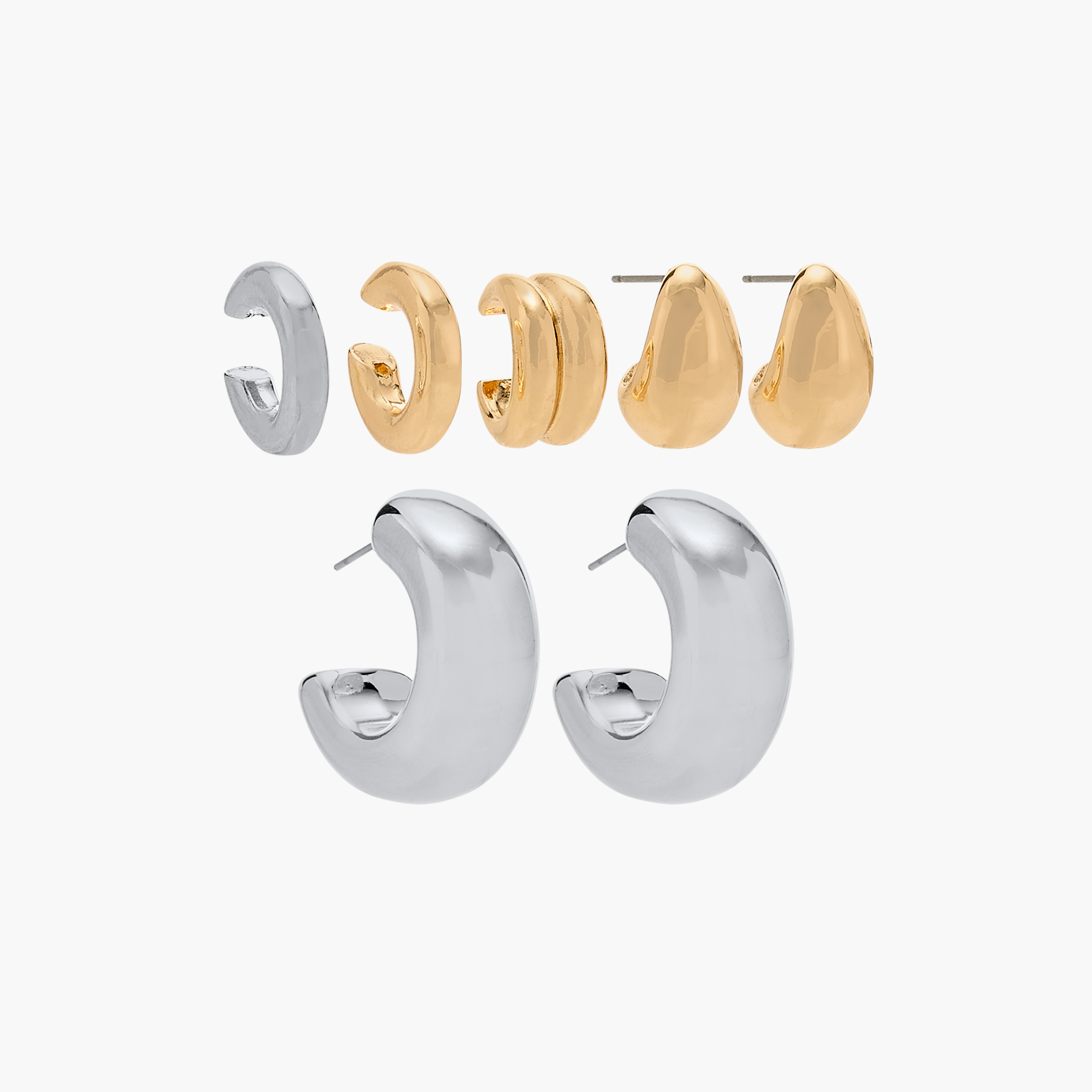 Set of 5 - Metallic Orb Ear Cuff Earrings with Pushback-women-watchesandjewellery-jewellery-earrings-image-1