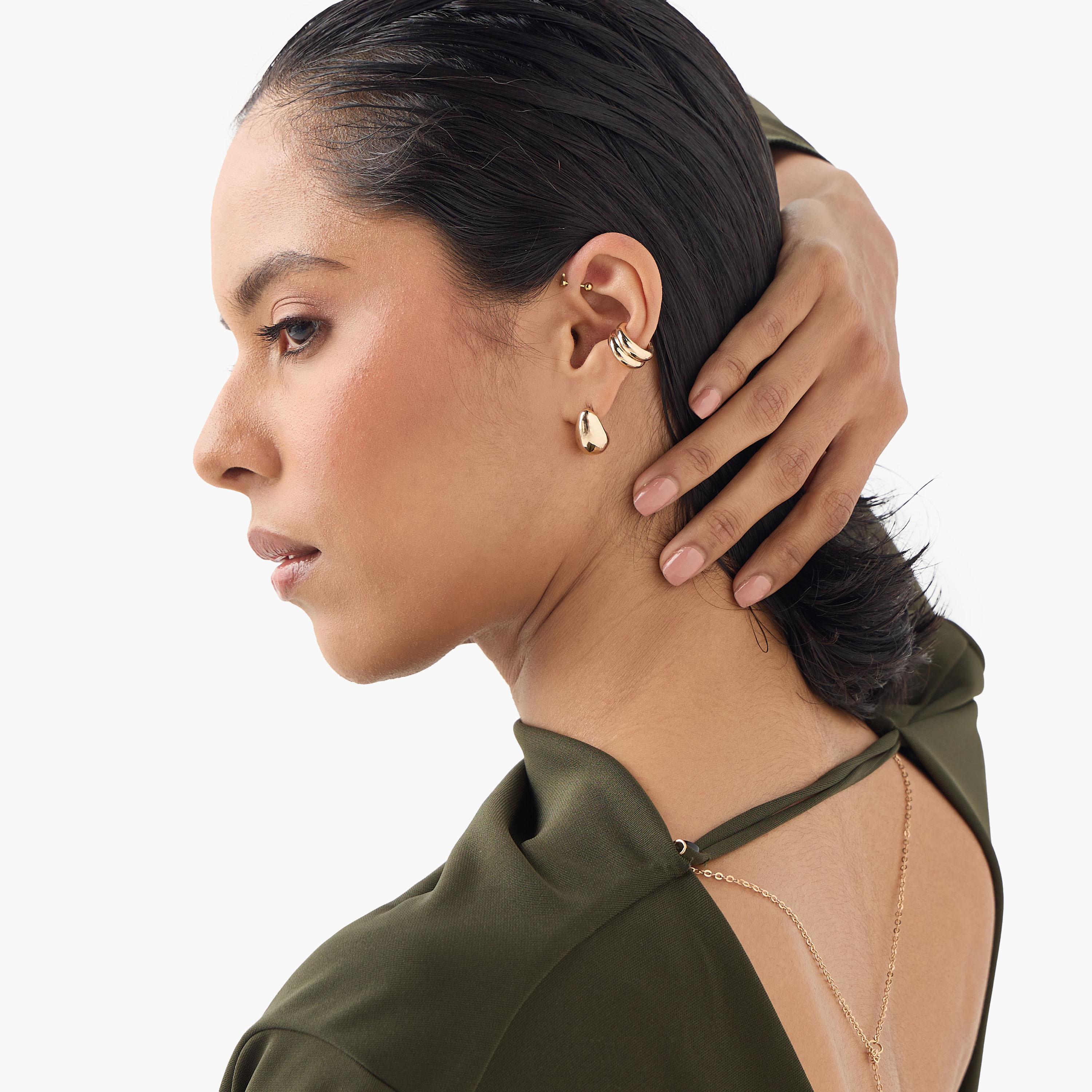Set of 5 - Metallic Orb Ear Cuff Earrings with Pushback-women-watchesandjewellery-jewellery-earrings-image-2