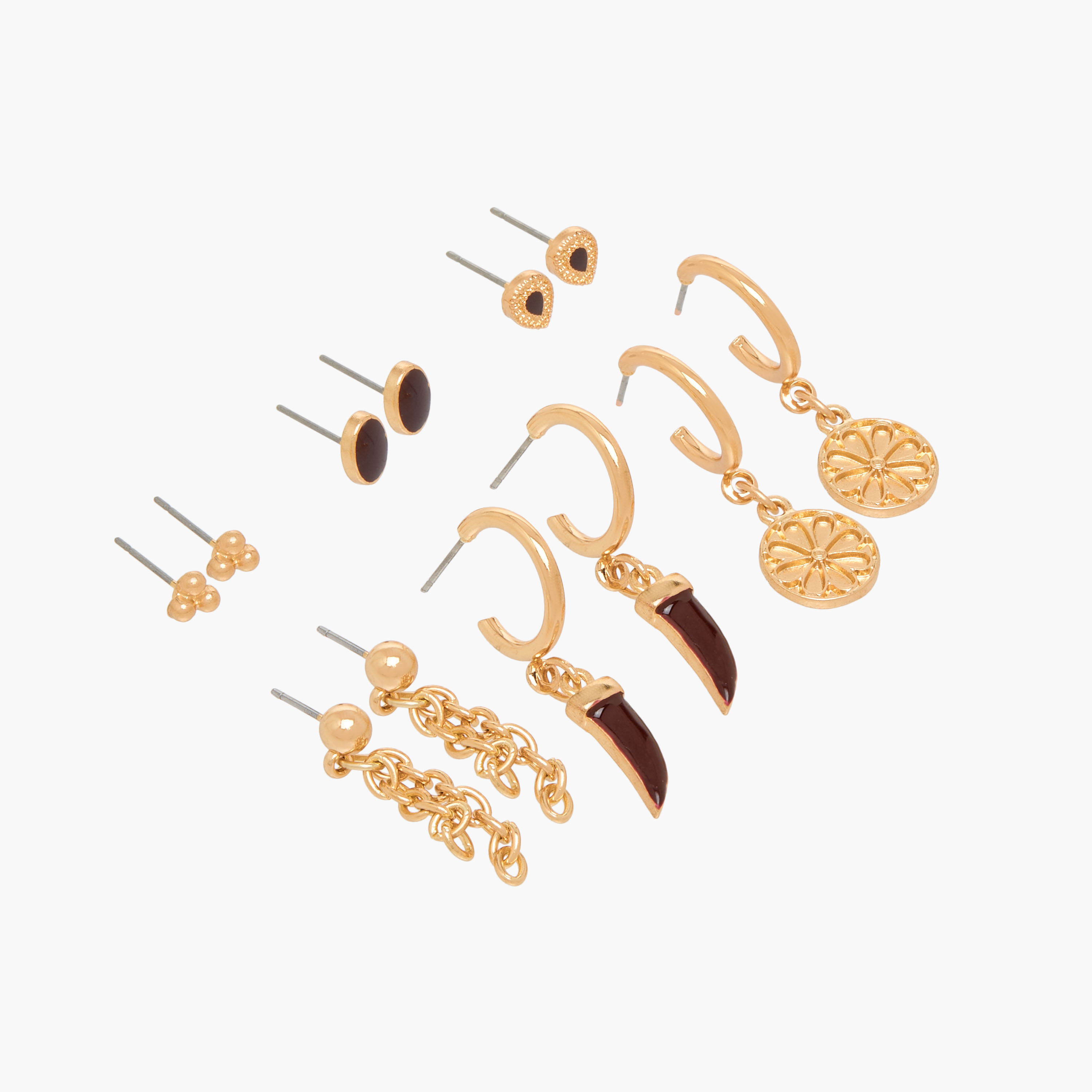 Set of 6 - Assorted Metallic Earrings with Pushback Closure-women-watchesandjewellery-jewellery-earrings-image-2
