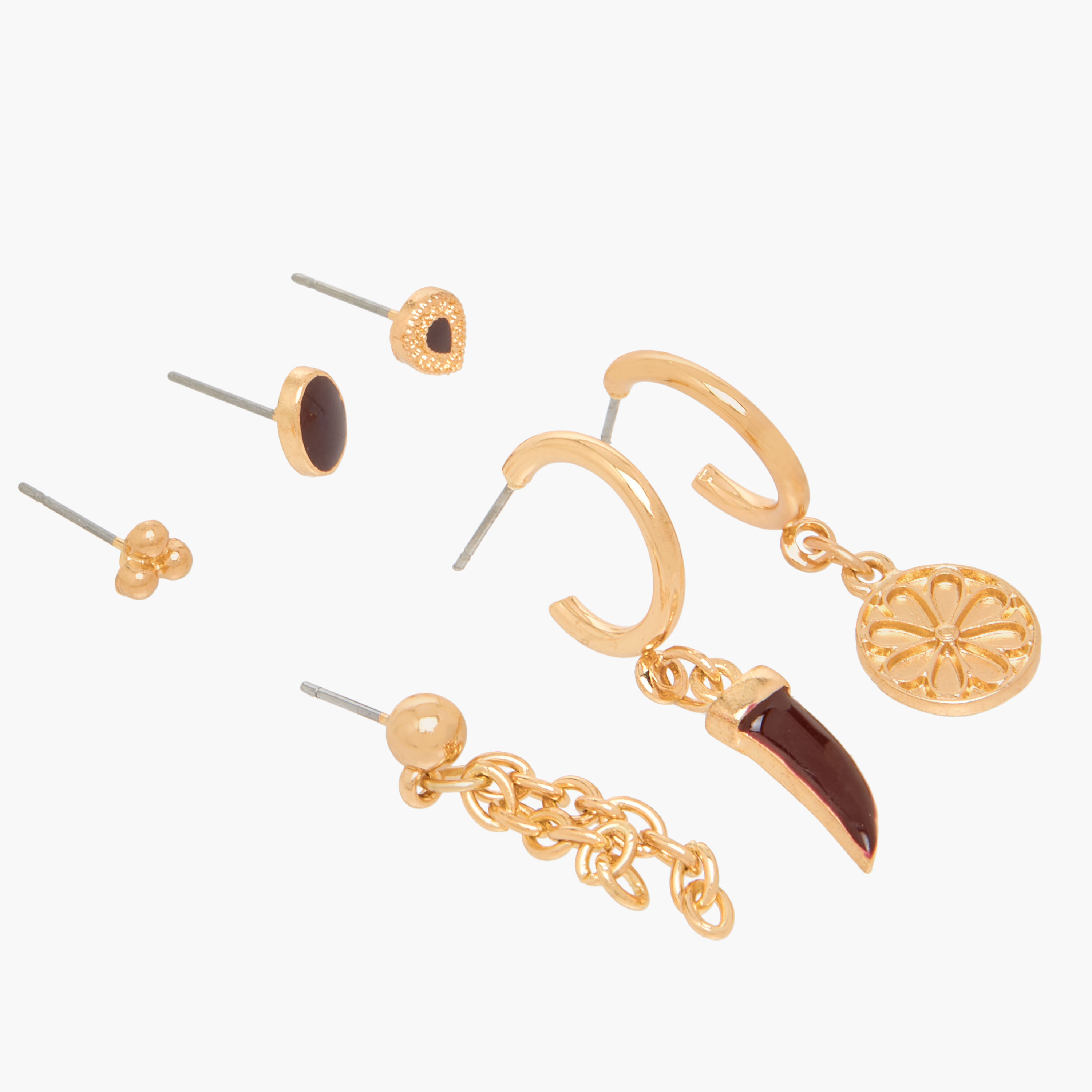 Set of 6 - Assorted Metallic Earrings with Pushback Closure-women-watchesandjewellery-jewellery-earrings-image-3
