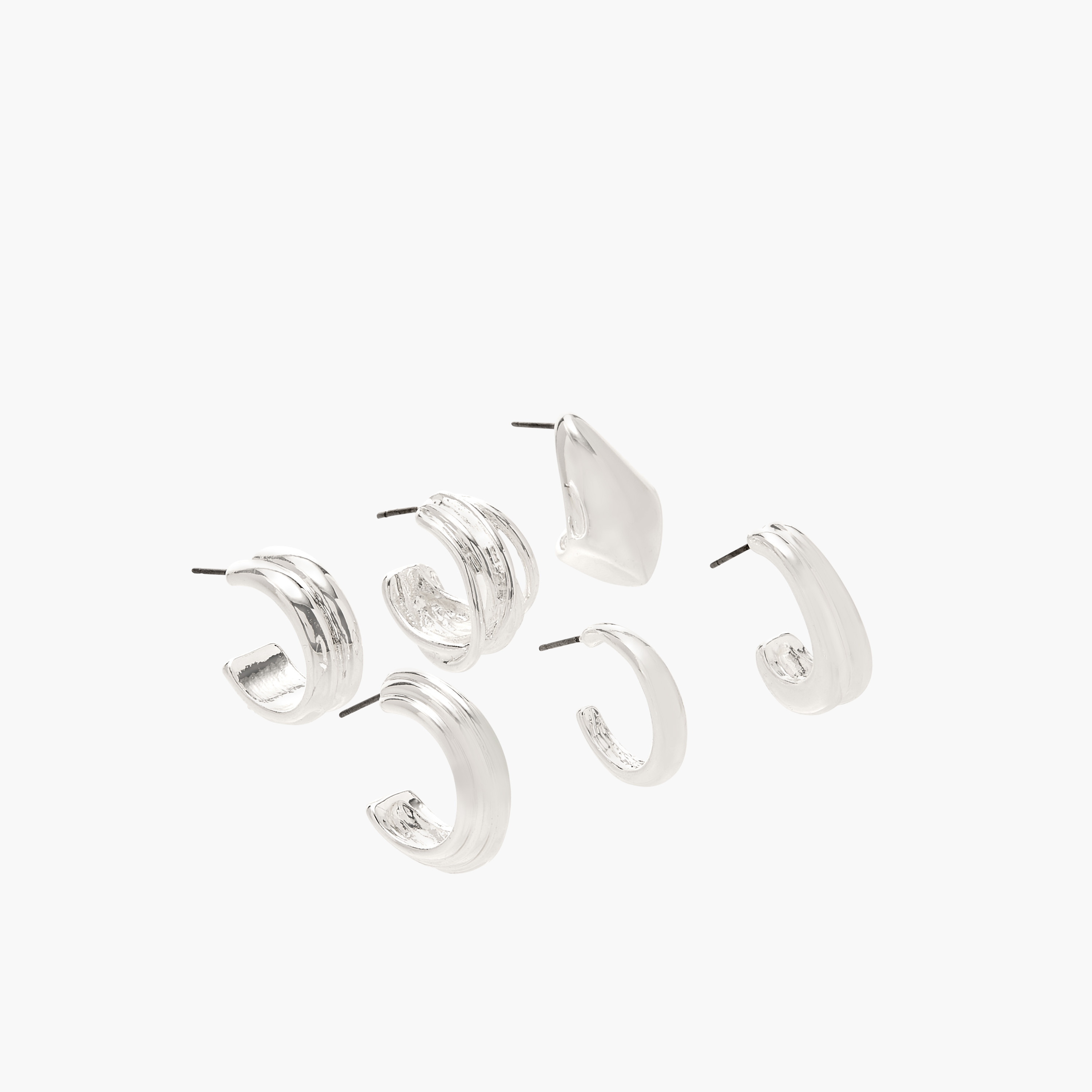 Set of 6 - Assorted Metallic Huggie Earrings with Pushback Closure-women-watchesandjewellery-jewellery-earrings-image-3
