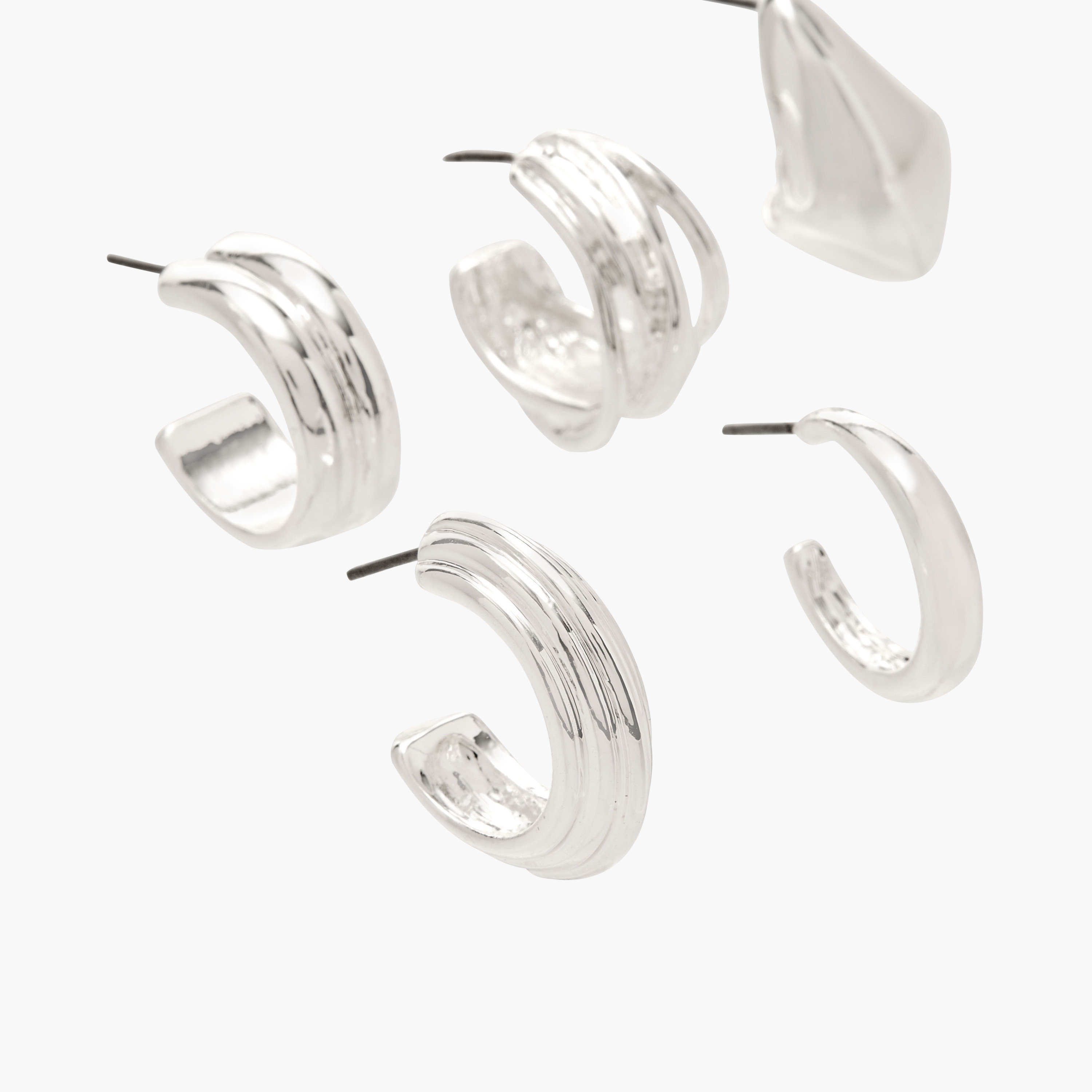 Set of 6 - Assorted Metallic Huggie Earrings with Pushback Closure-women-watchesandjewellery-jewellery-earrings-image-4