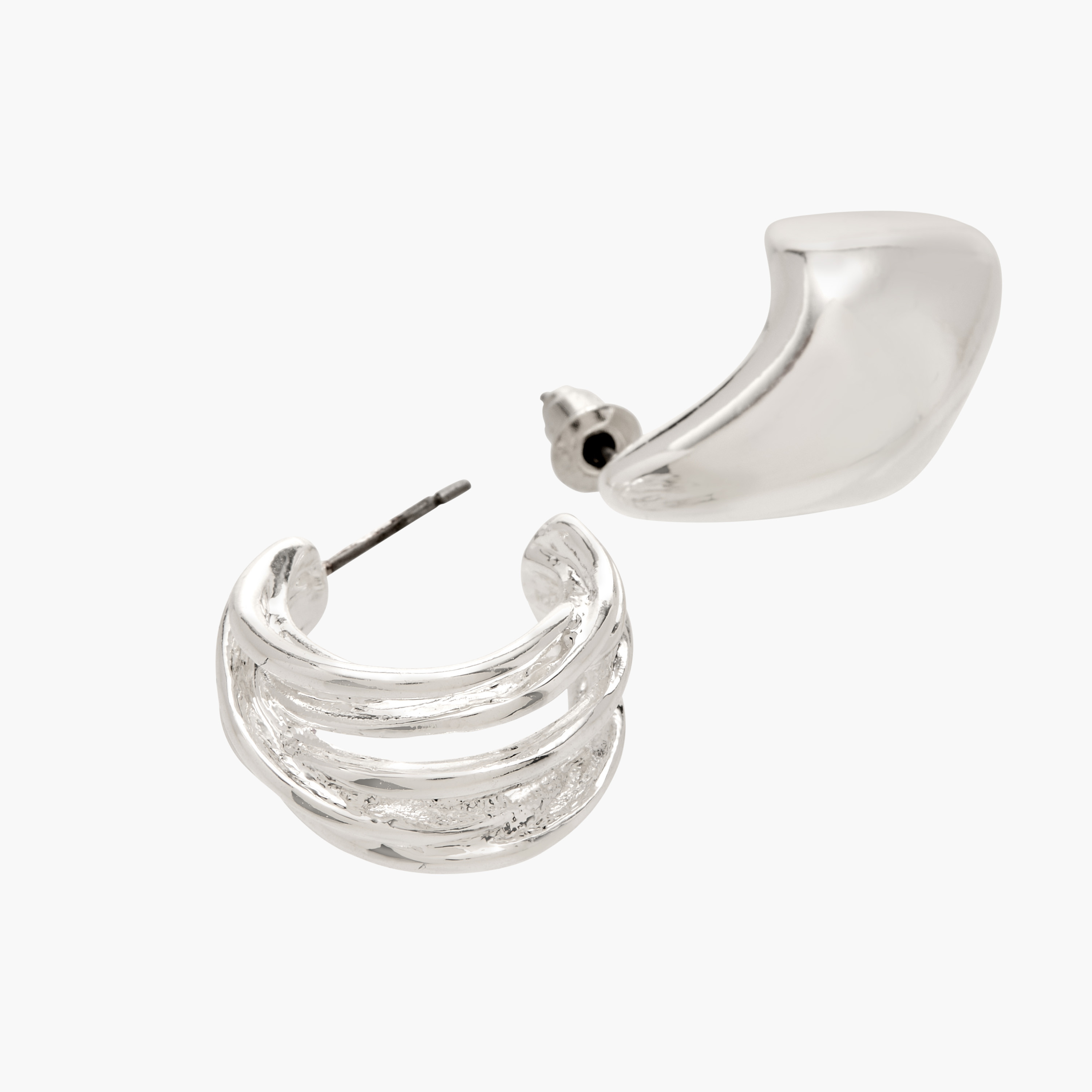 Set of 6 - Assorted Metallic Huggie Earrings with Pushback Closure-women-watchesandjewellery-jewellery-earrings-image-5