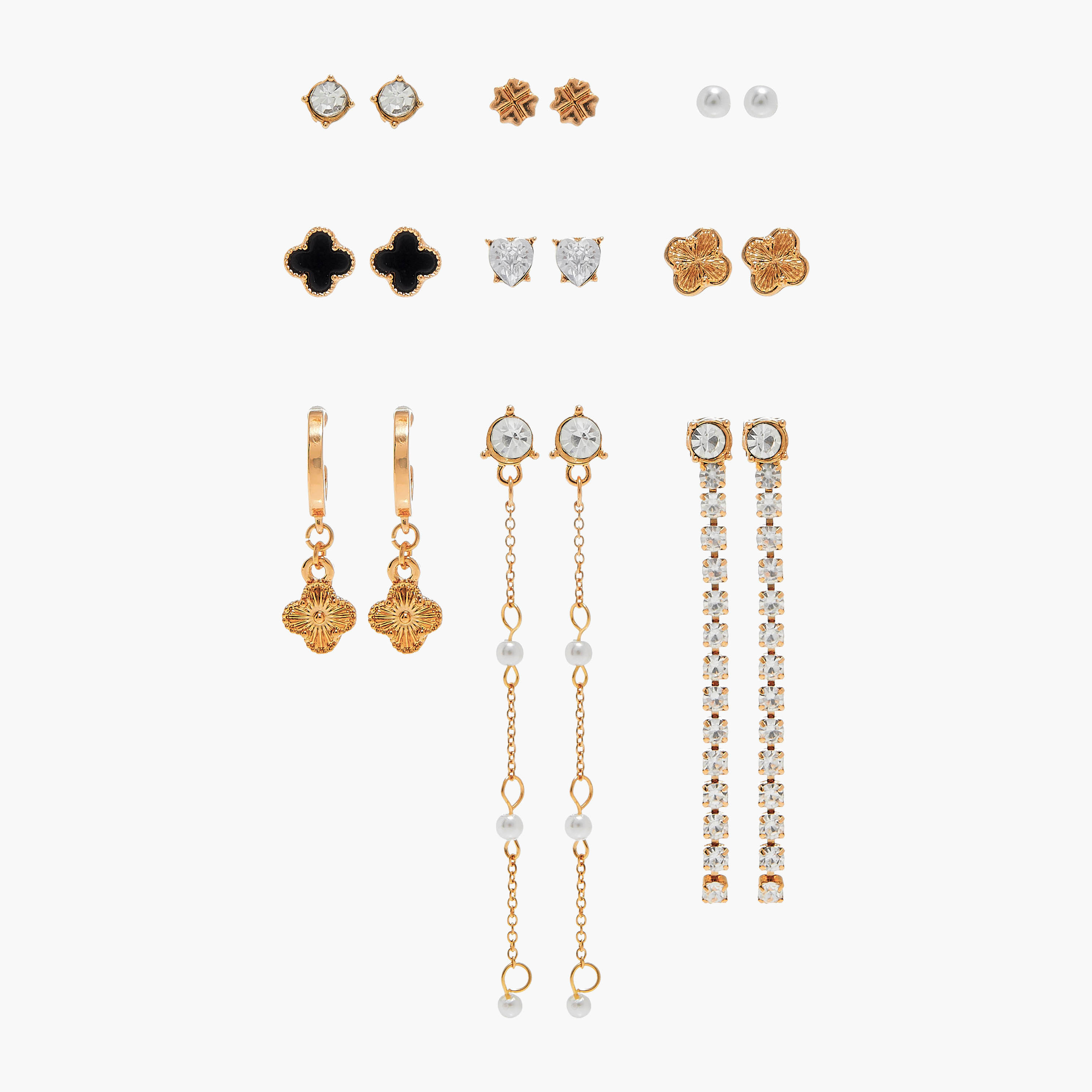 Set of 9 - Assorted Earrings with Pushback Closure-women-watchesandjewellery-jewellery-earrings-image-1