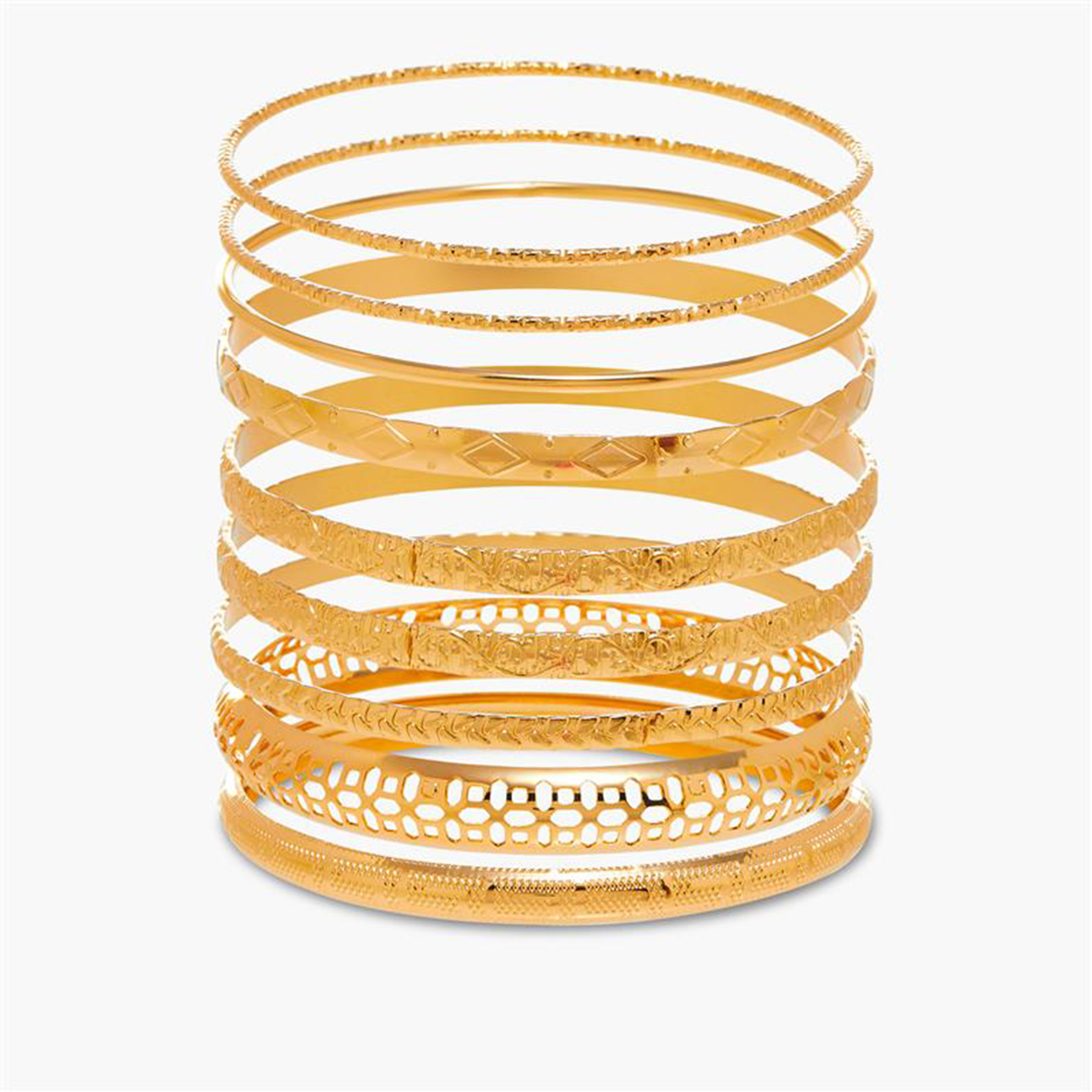 Set of 9 - Textured Metal Bangles-women-watchesandjewellery-jewellery-banglesandbracelets-image-1