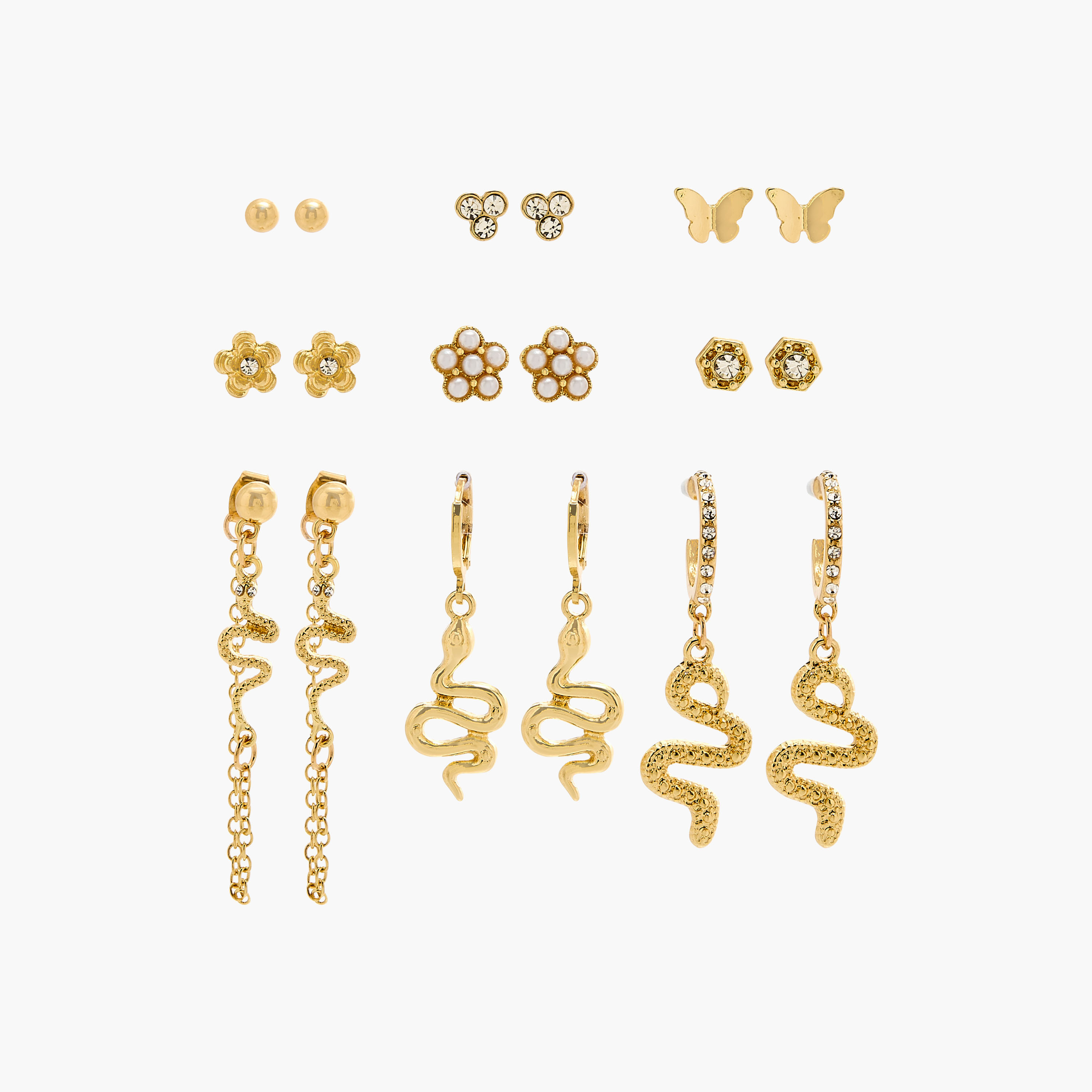 حلقان ميتاليك متنوعة - طقم 9 أزواج-women-watchesandjewellery-jewellery-earrings-image-3