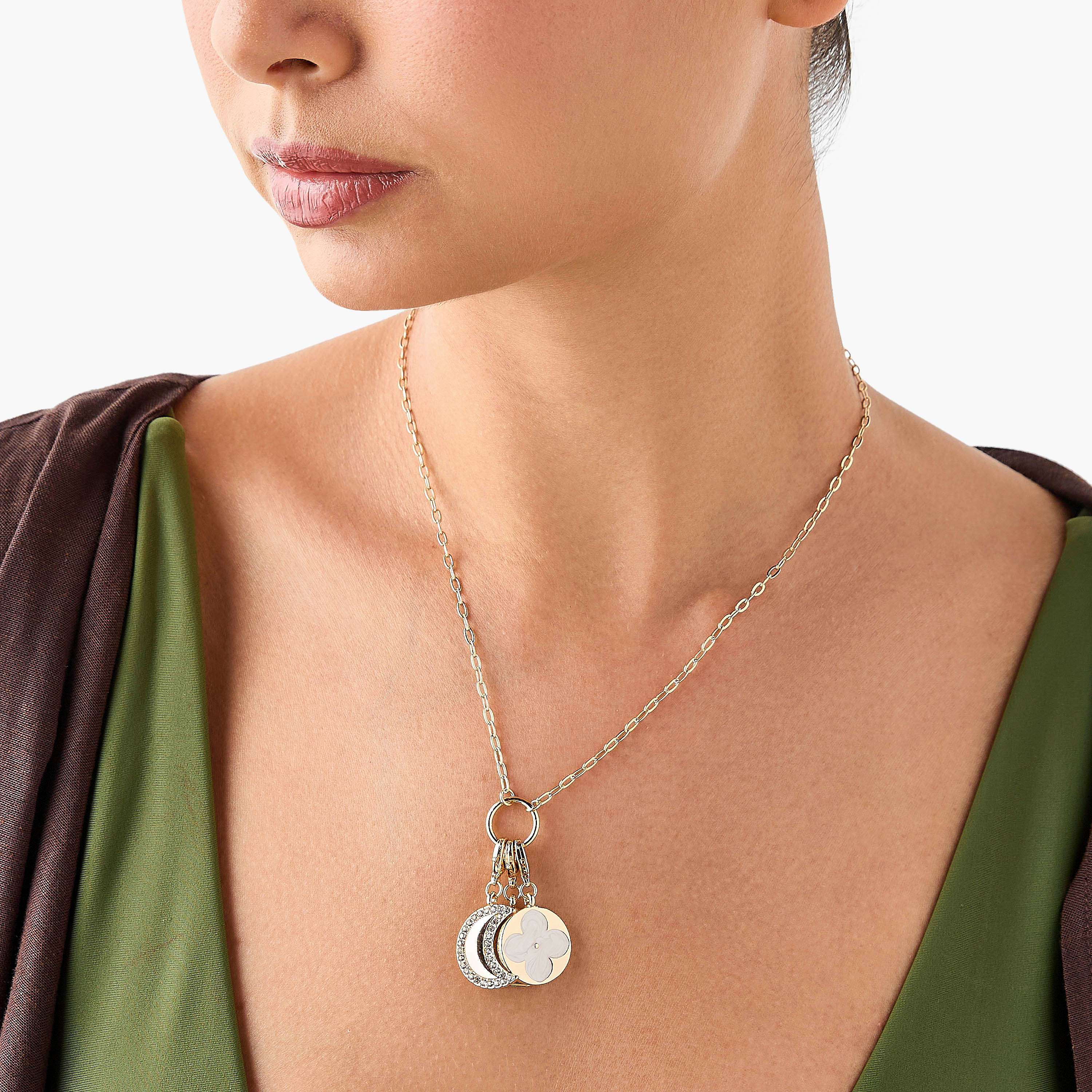 Metallic Chain Pendant Necklace with Charms-women-watchesandjewellery-jewellery-necklacesandpendants-image-2