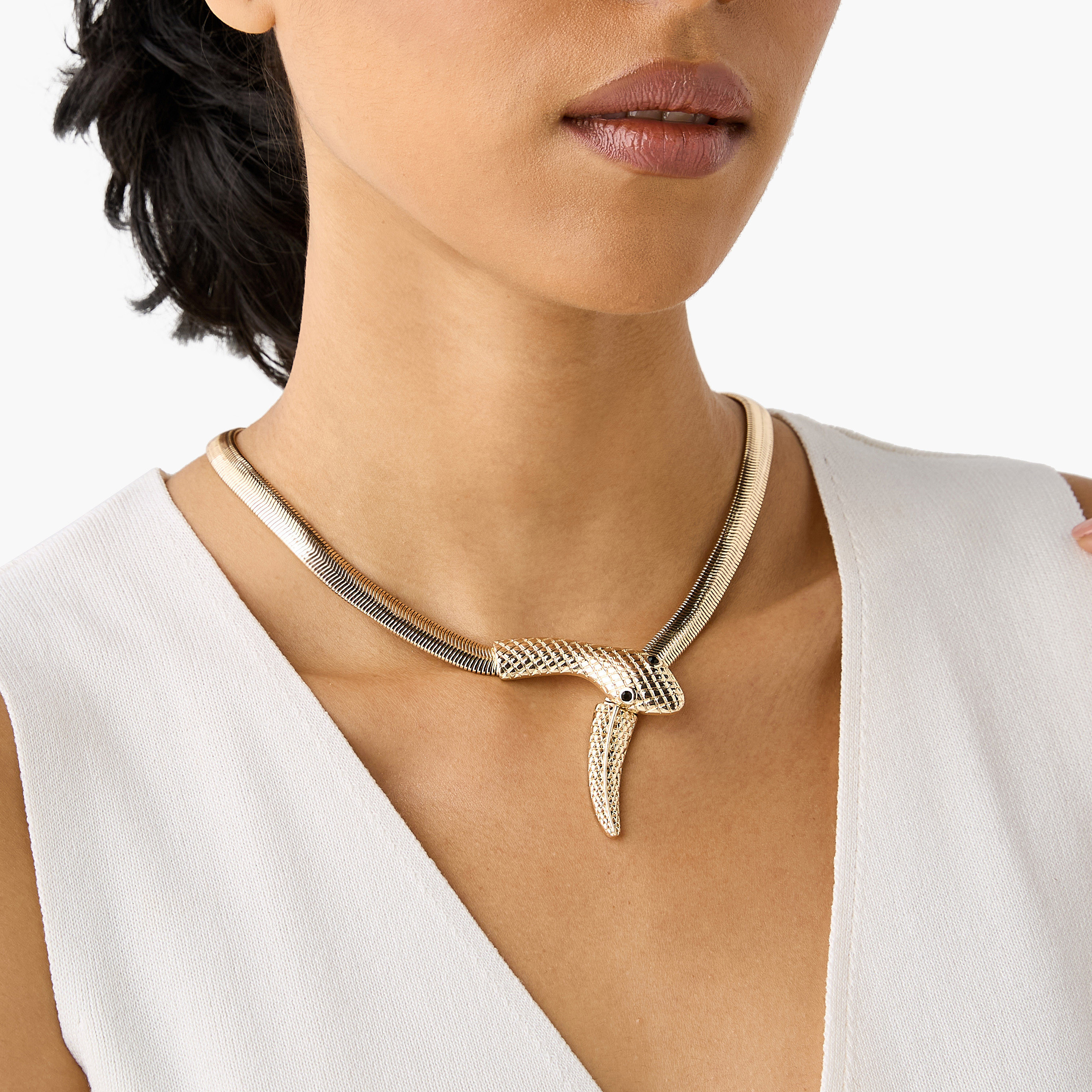 Metallic Necklace with Snake Detail-women-watchesandjewellery-jewellery-necklacesandpendants-image-2