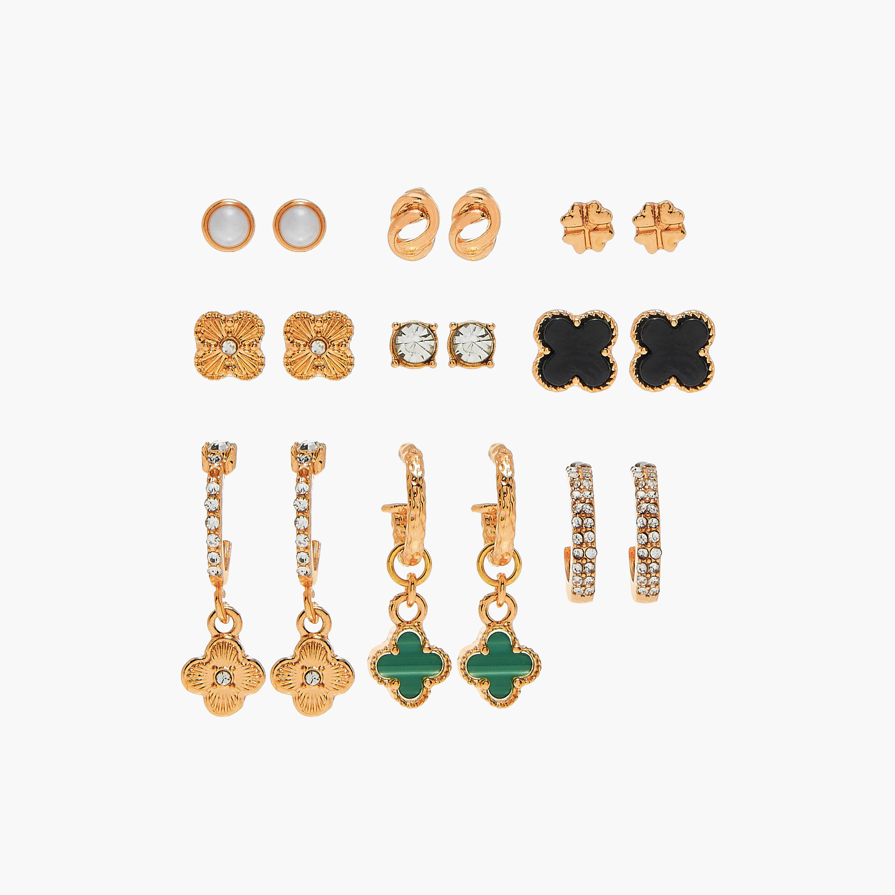 Set of 9 - Gloo Embellished Earrings with Pushback Closure-women-watchesandjewellery-jewellery-earrings-image-1