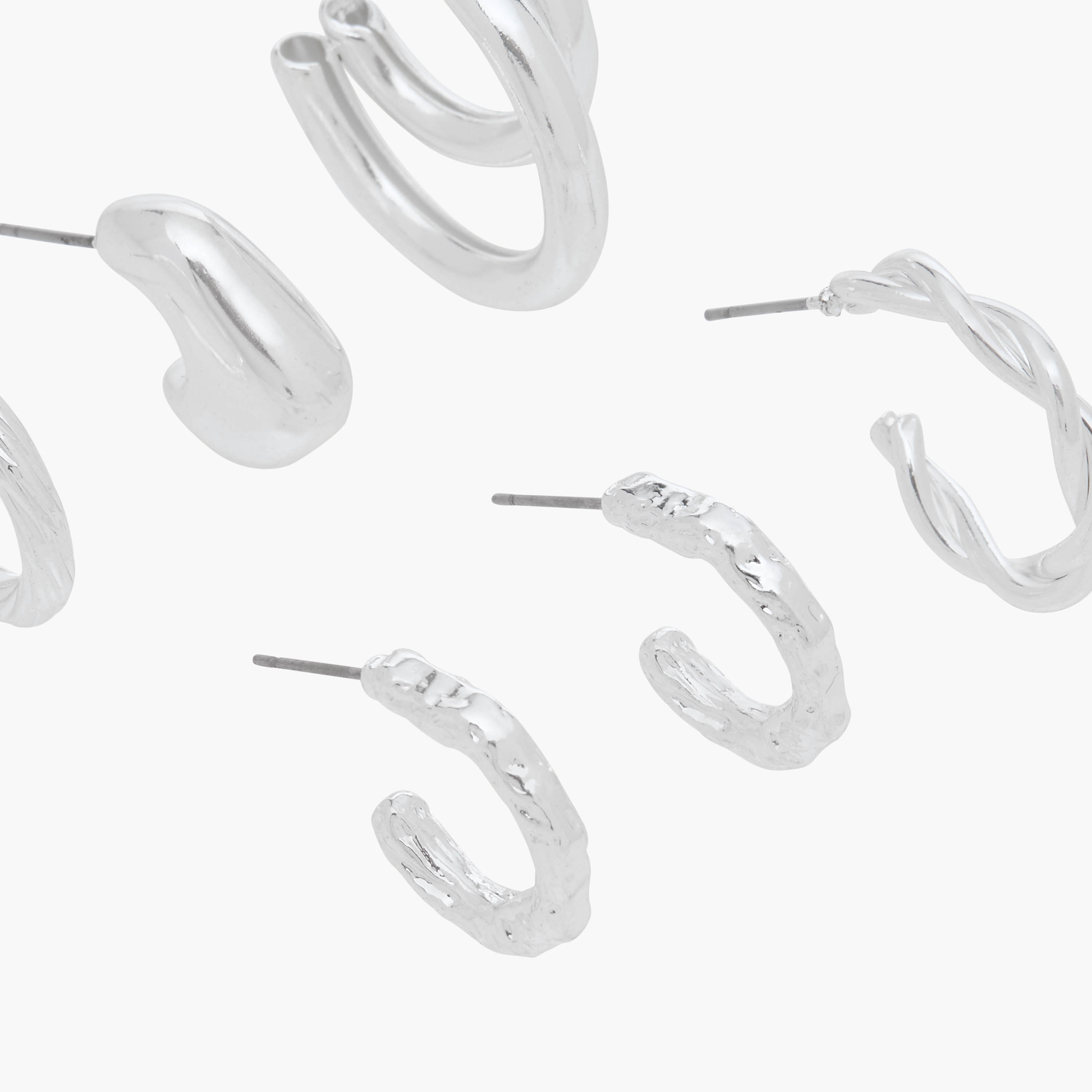 Set of 6 - Gloo Metallic Hoop Earring with Pushback Closure-women-watchesandjewellery-jewellery-earrings-image-3