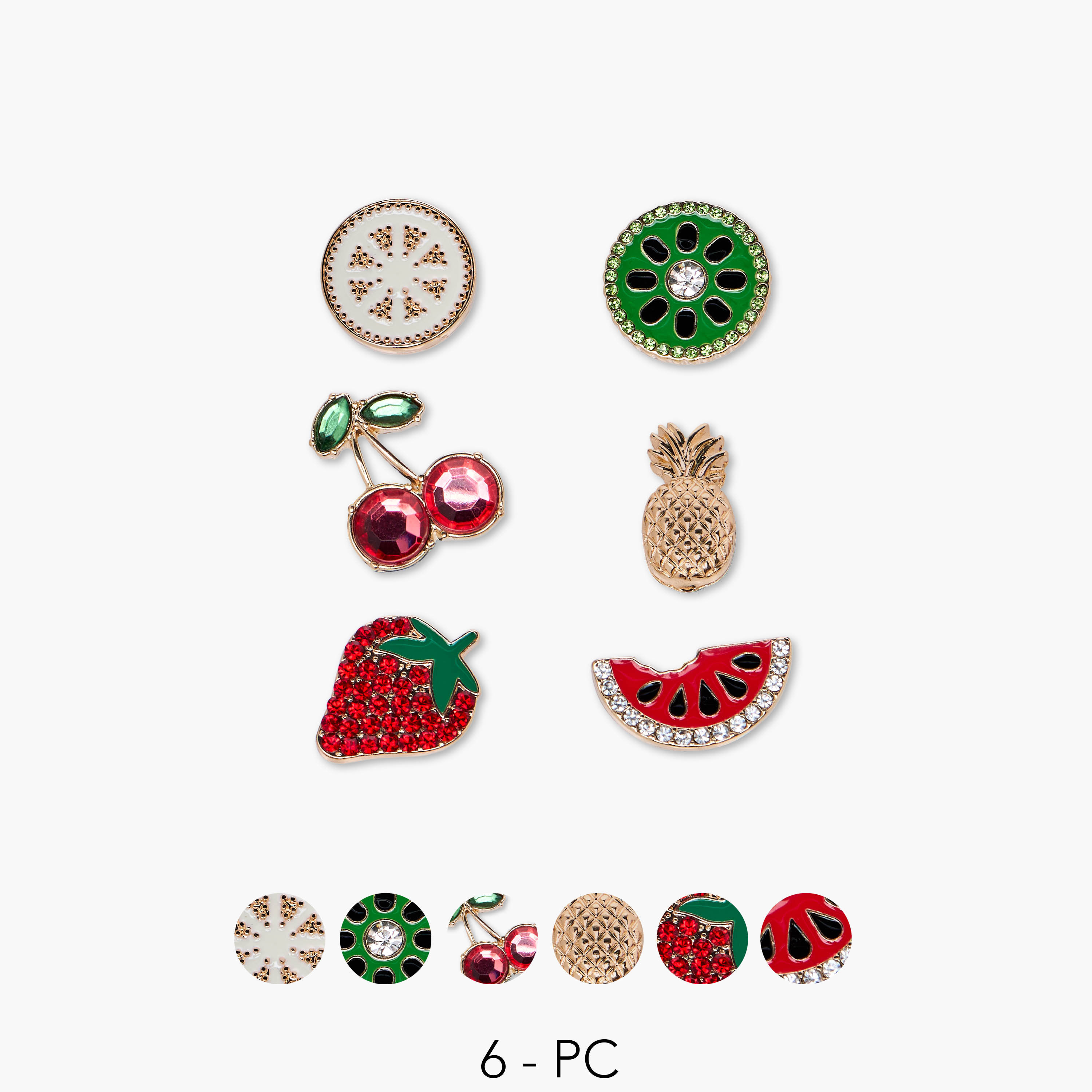 Set of 6 - Fruit Themed Metal Clog Charms-women-clothingaccessories-novelties-image-1
