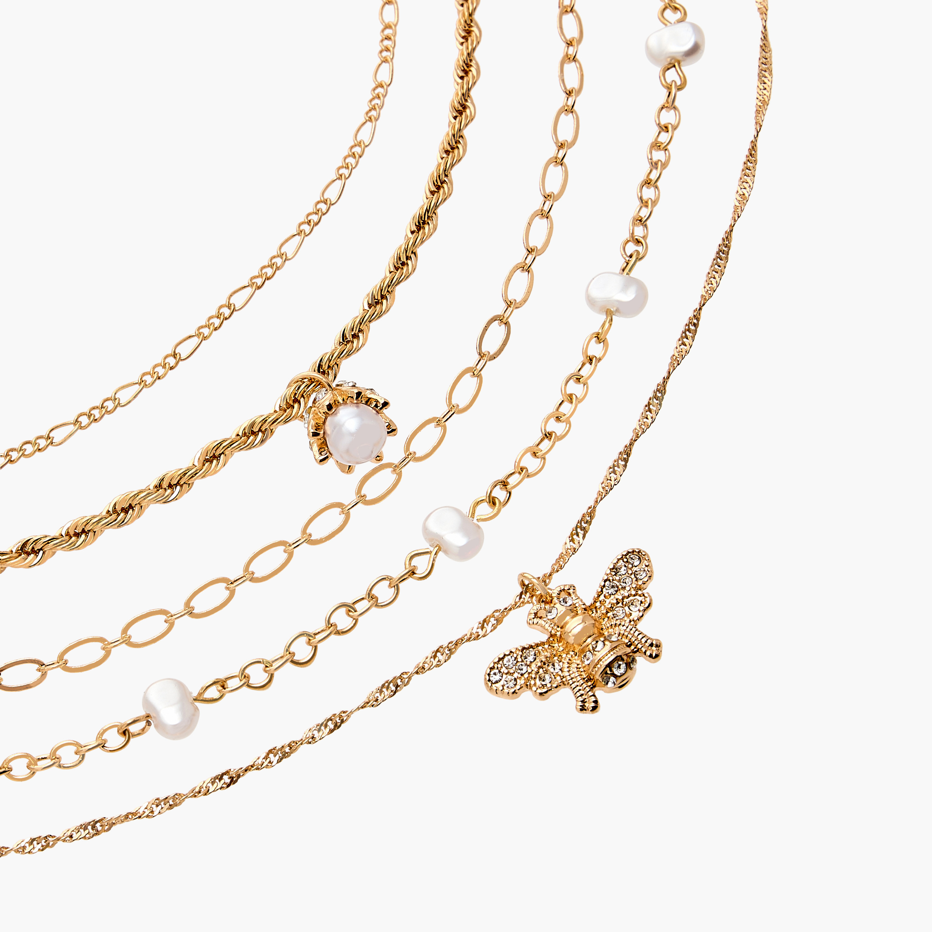 Set of 5 - Assorted Metallic Necklaces with Lobster Clasp-women-watchesandjewellery-jewellery-necklacesandpendants-image-10