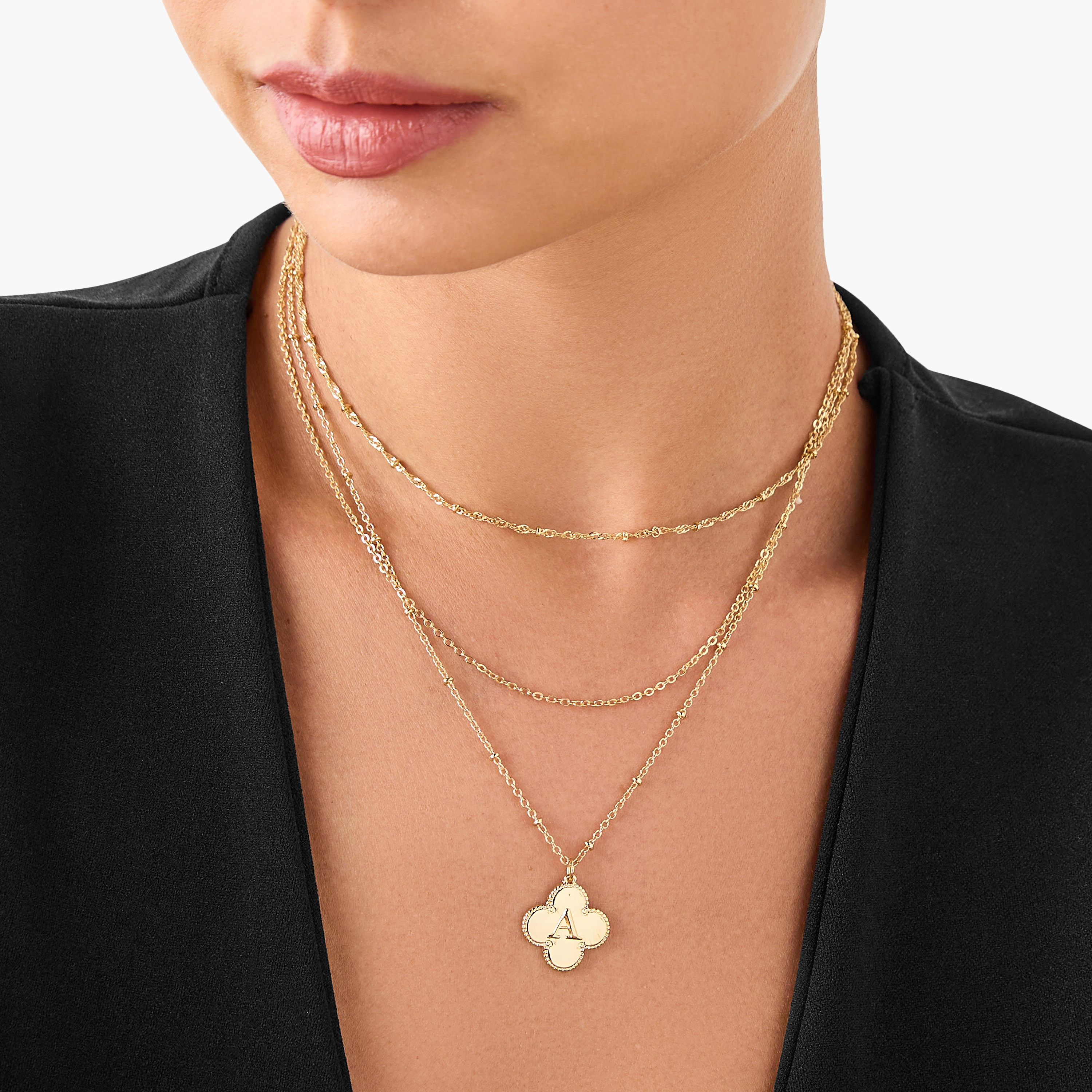 Layered Initial A Pendant Necklace with Lobster Clasp Closure-women-watchesandjewellery-jewellery-necklacesandpendants-image-2
