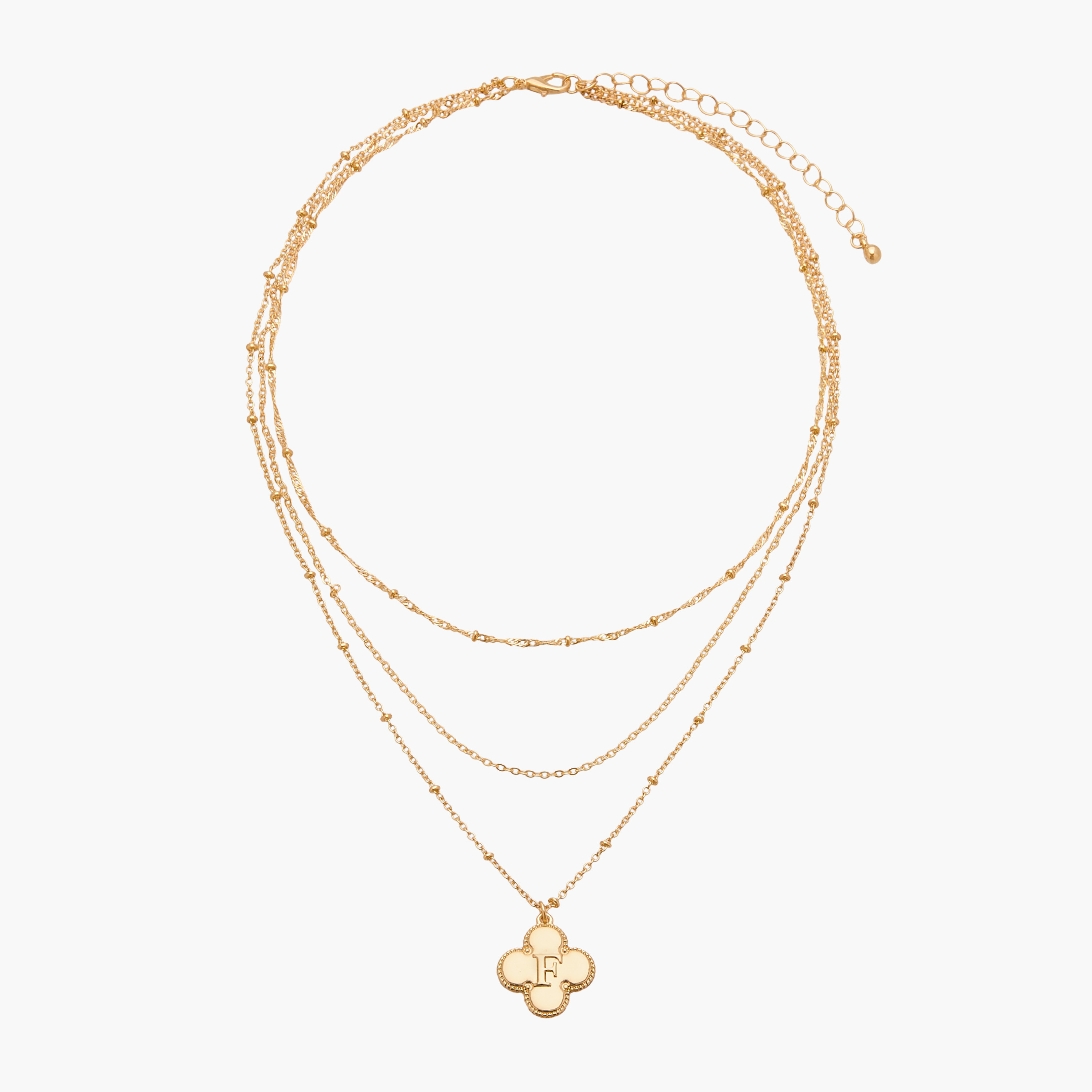 Layered Initial F Pendant Necklace with Lobster Clasp Closure-women-watchesandjewellery-jewellery-necklacesandpendants-image-1