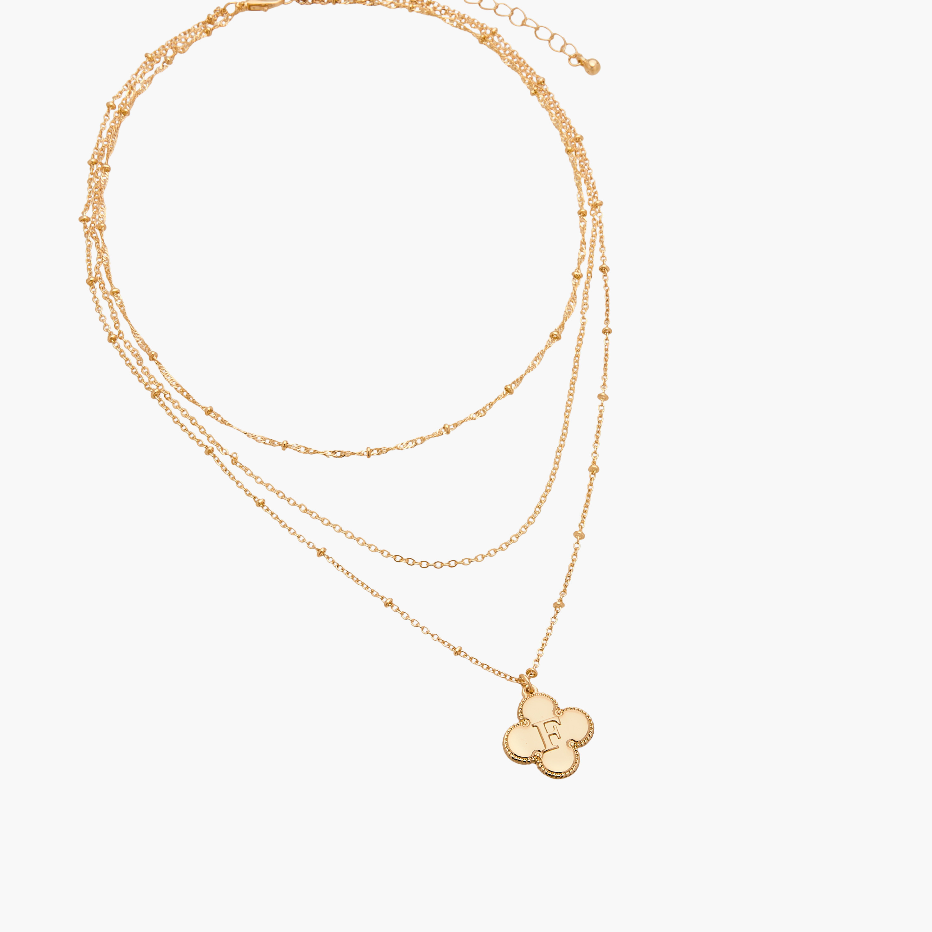 Layered Initial F Pendant Necklace with Lobster Clasp Closure-women-watchesandjewellery-jewellery-necklacesandpendants-image-3