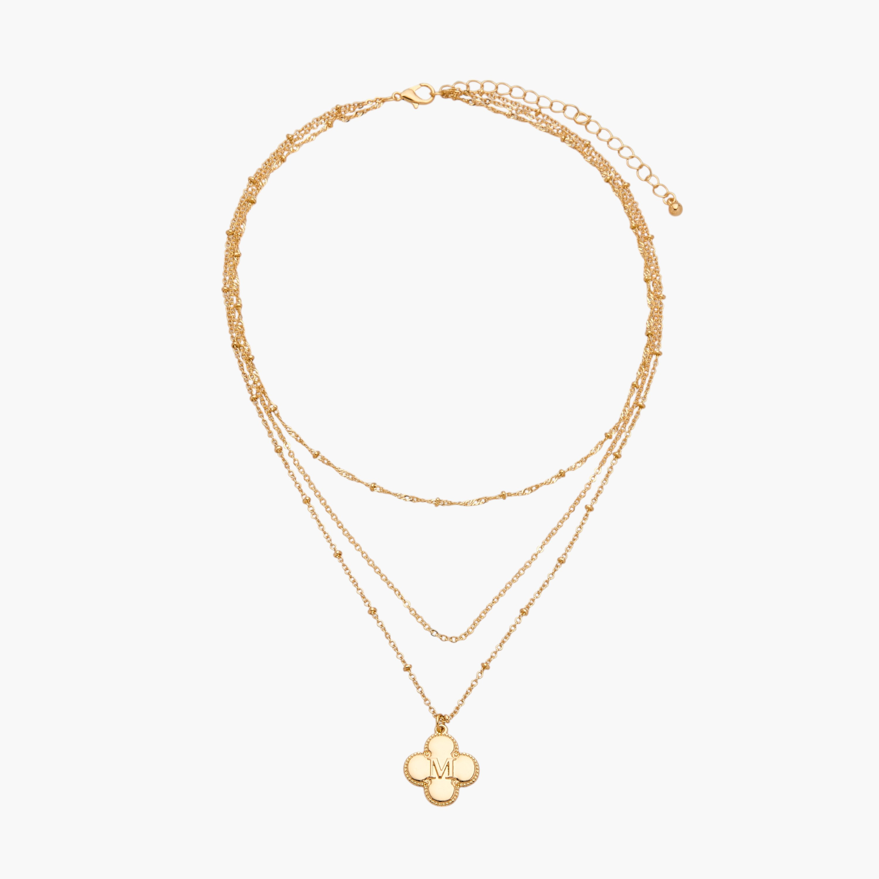 Alphabet M Pendant Layered Necklace with Lobster Clasp-women-watchesandjewellery-jewellery-necklacesandpendants-image-1