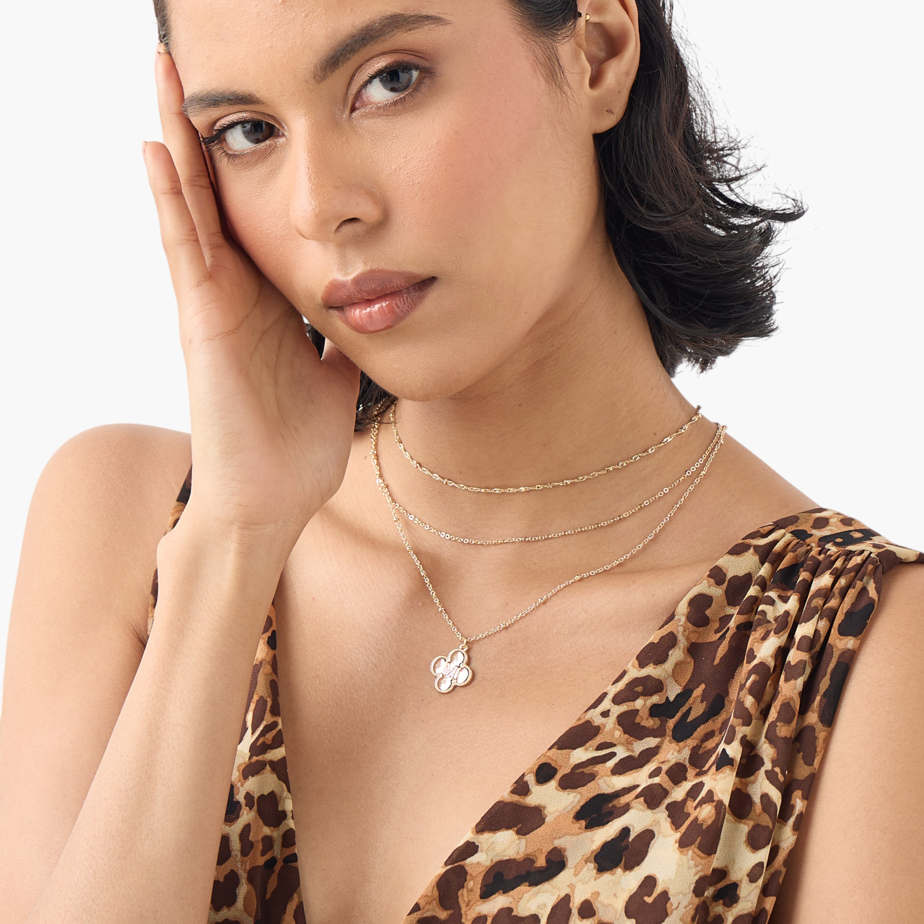 Alphabet M Pendant Layered Necklace with Lobster Clasp-women-watchesandjewellery-jewellery-necklacesandpendants-image-2