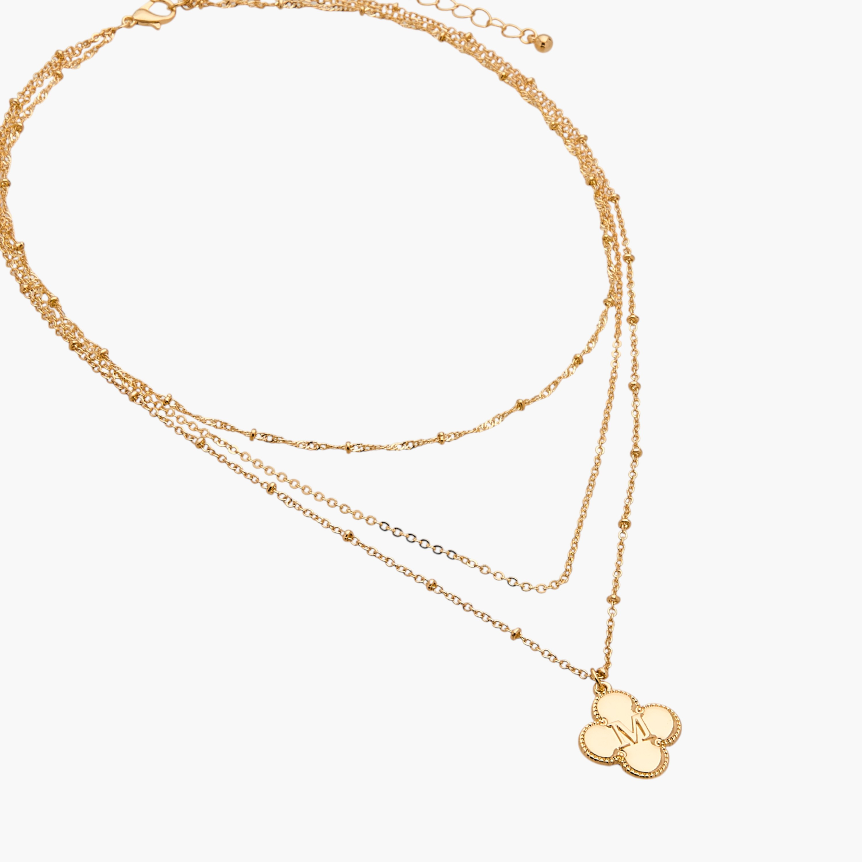 Alphabet M Pendant Layered Necklace with Lobster Clasp-women-watchesandjewellery-jewellery-necklacesandpendants-image-3