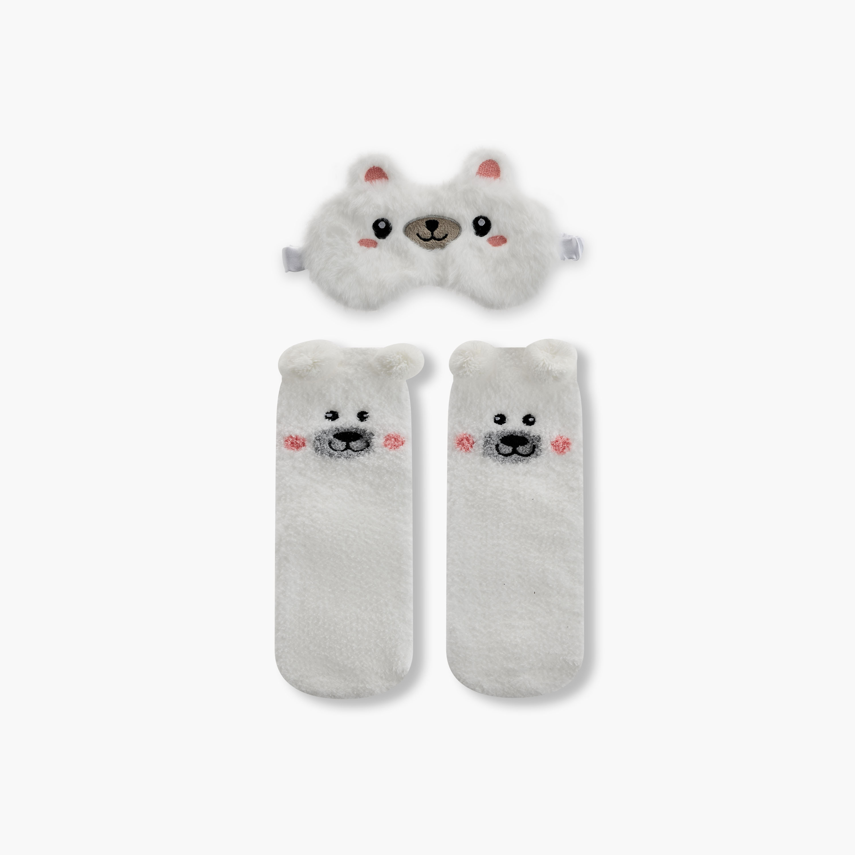 طقم جوارب وقناع عين بطبعات دب قطبي-women-socksandstockings-image-1