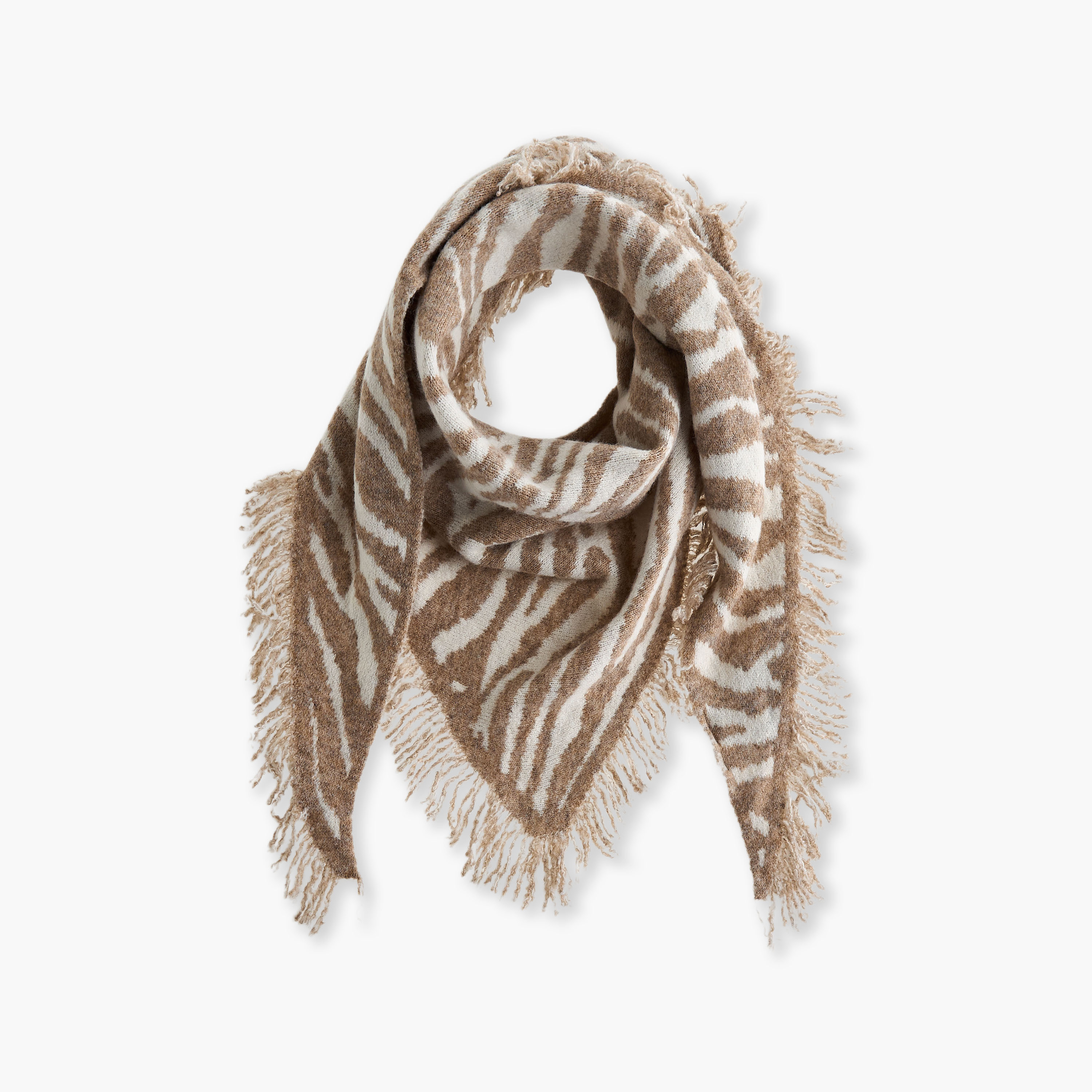 Scarf Triangle Polyester Animal Print Multicolour-women-winterwear-scarves-image-1