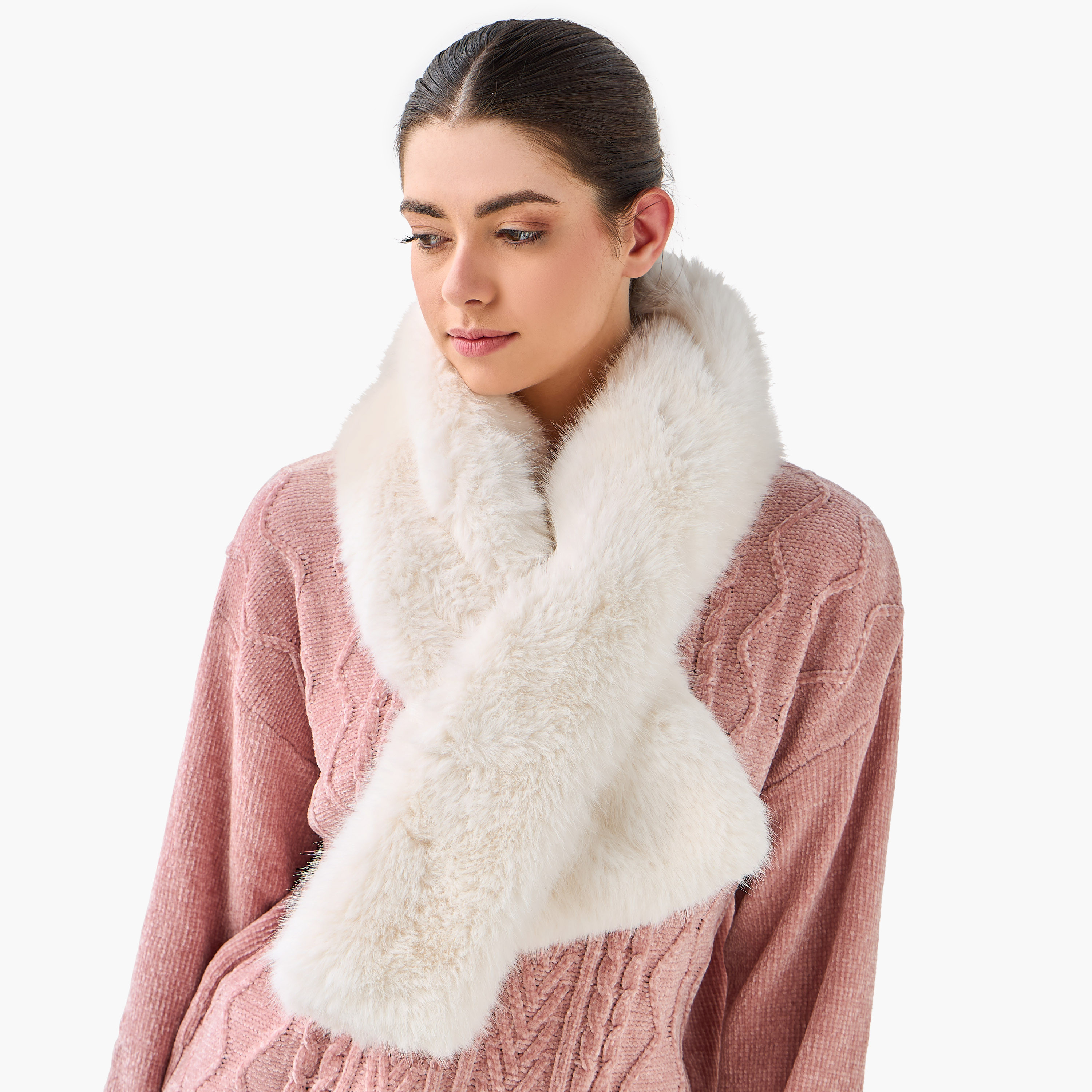Fur Neck Scarf Polyester-women-winterwear-scarves-image-2