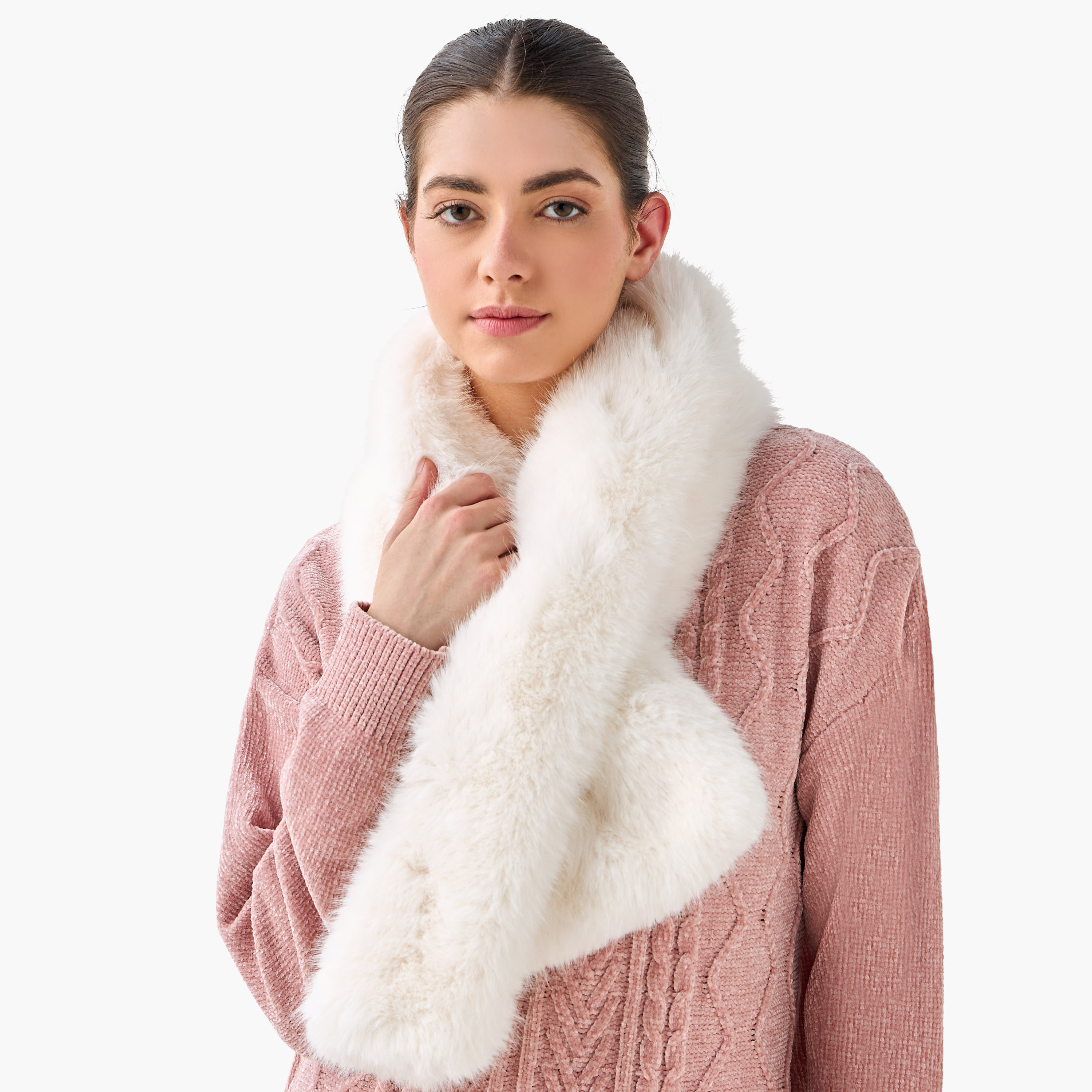 Fur Neck Scarf Polyester-women-winterwear-scarves-image-2