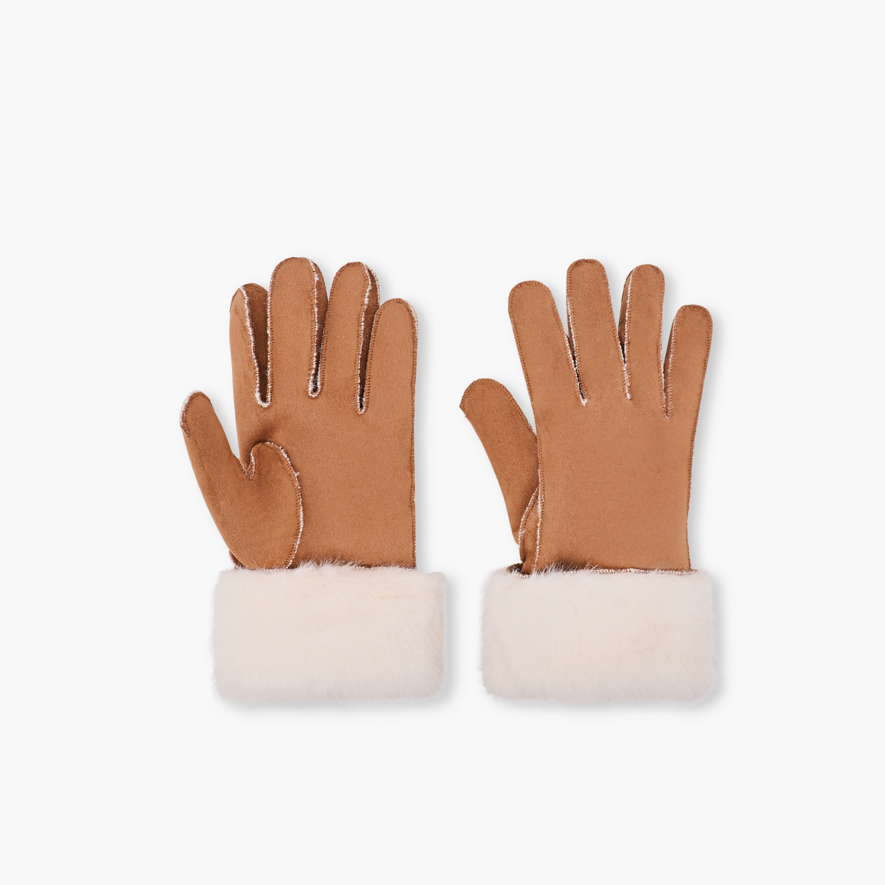 Suede Fur Trim Polyester Winter Gloves-women-clothingaccessories-gloves-image-1
