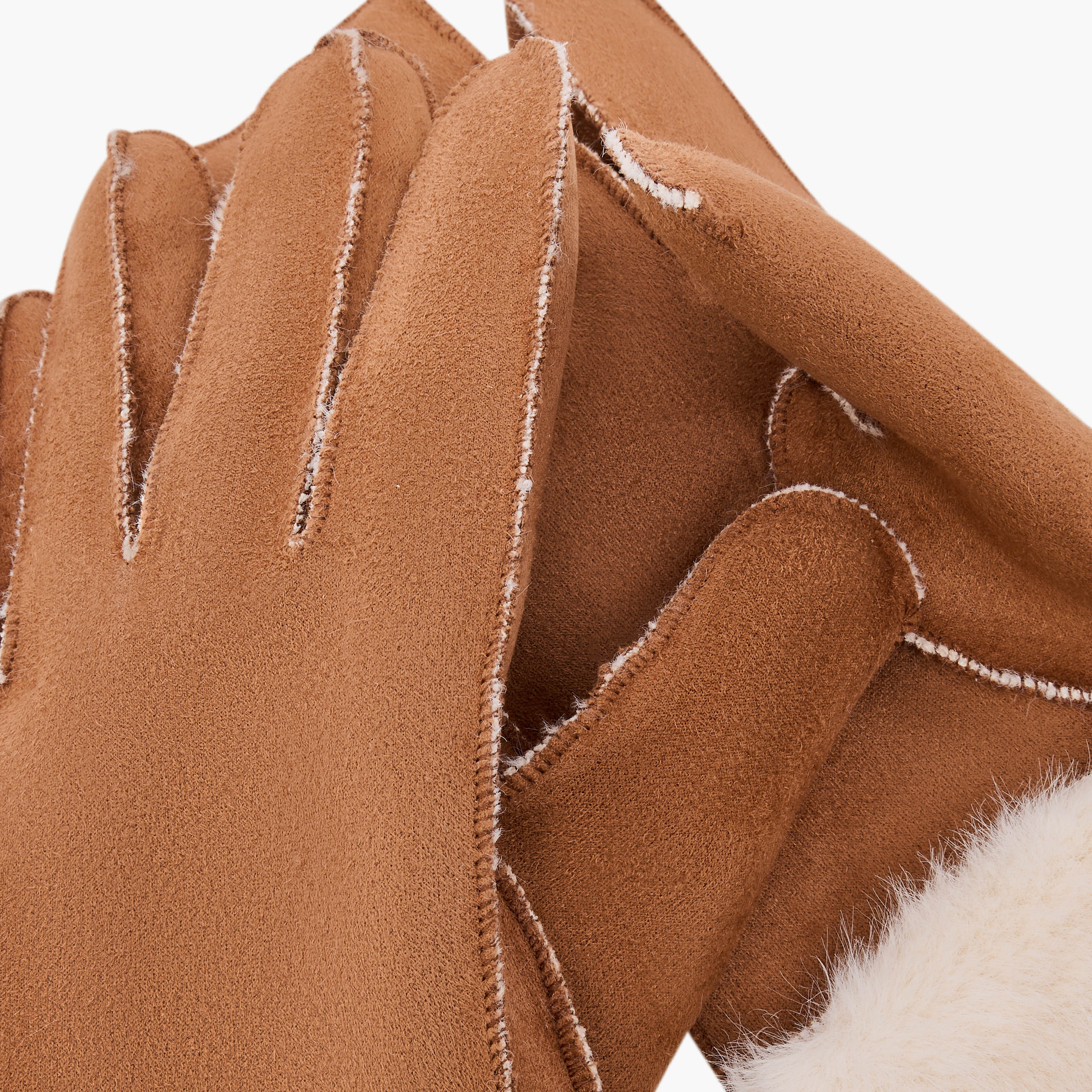 Suede Fur Trim Polyester Winter Gloves-women-clothingaccessories-gloves-image-6