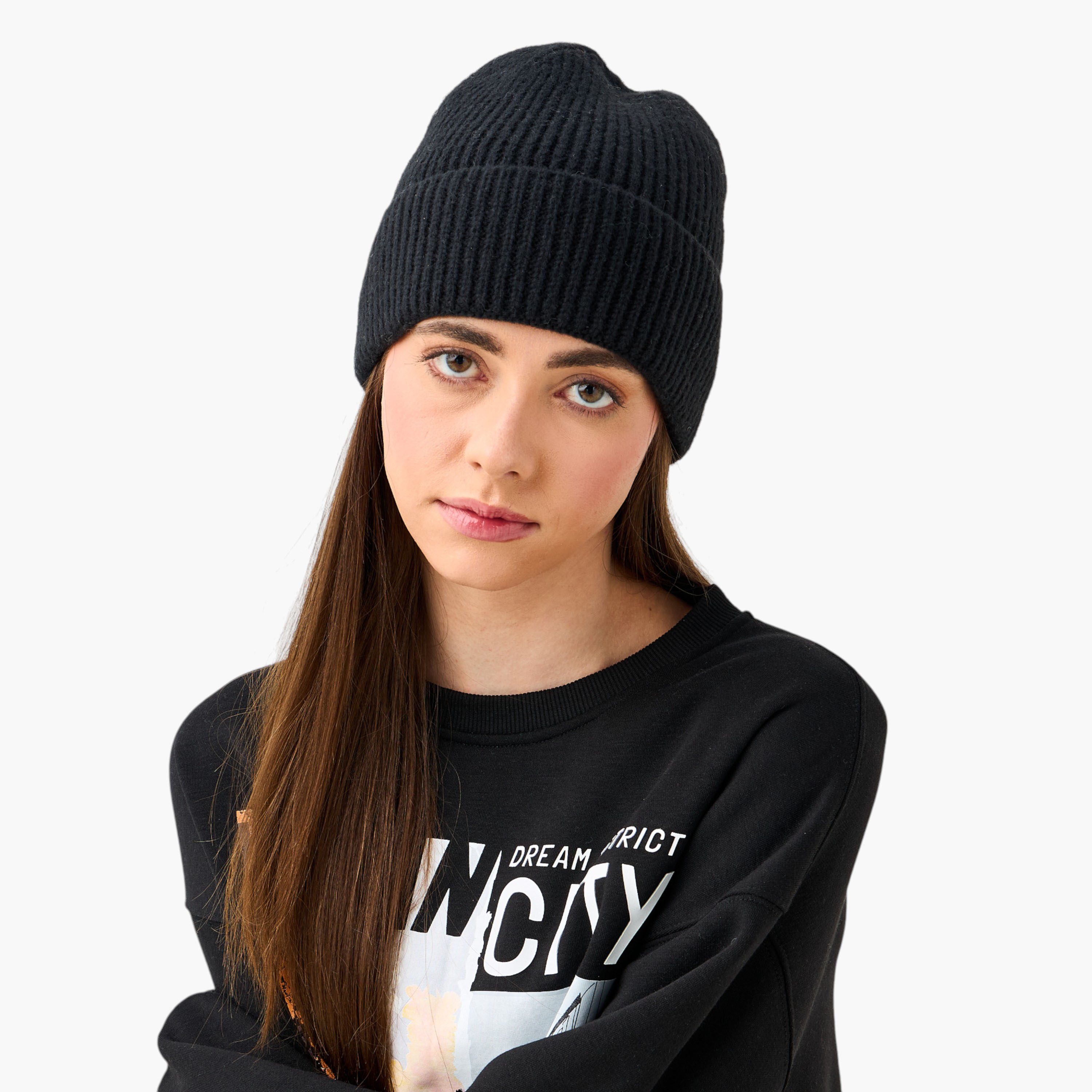 Ribbed Beanie with Folded Hem-women-clothingaccessories-capsandhats-image-2