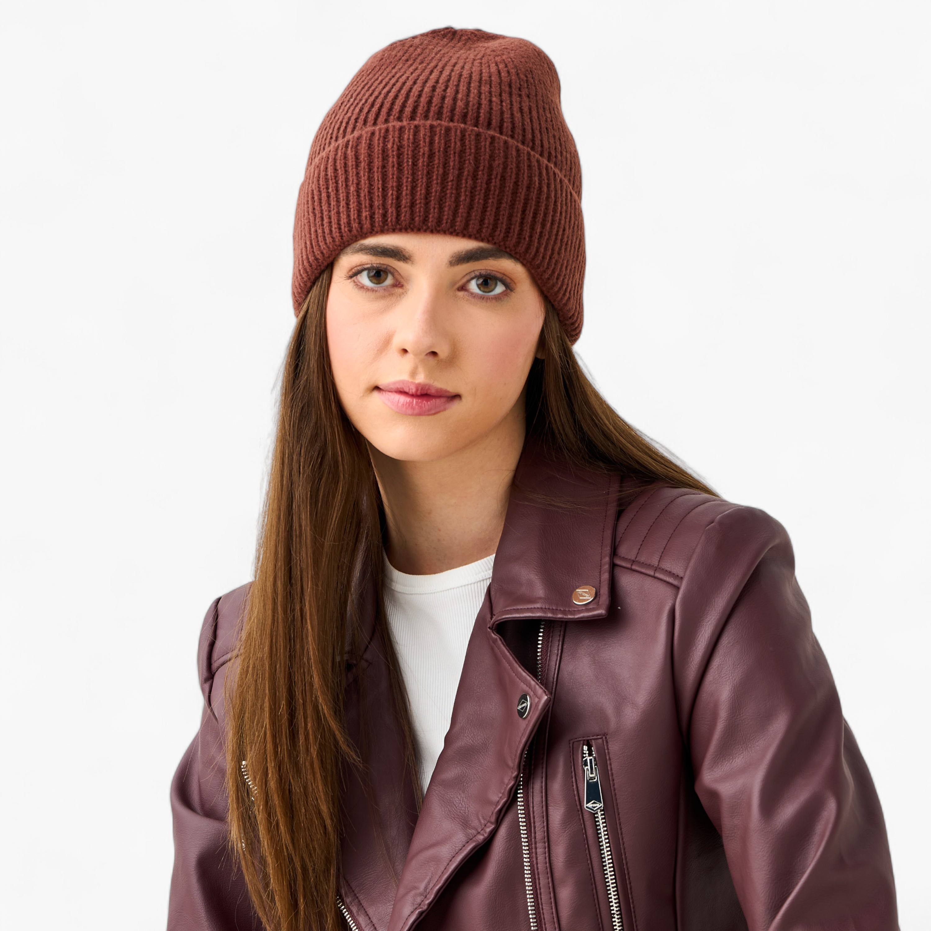 قبعة بيني مضلعة بحافة مطوية-women-clothingaccessories-capsandhats-image-2