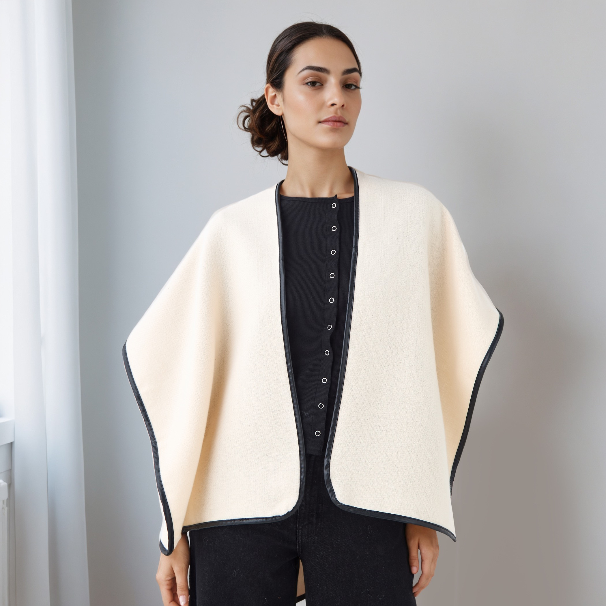 سترة كاب بوليستر بارزة الملمس بحافة-women-winterwear-cardigansandjumpers-cardigans-image-1