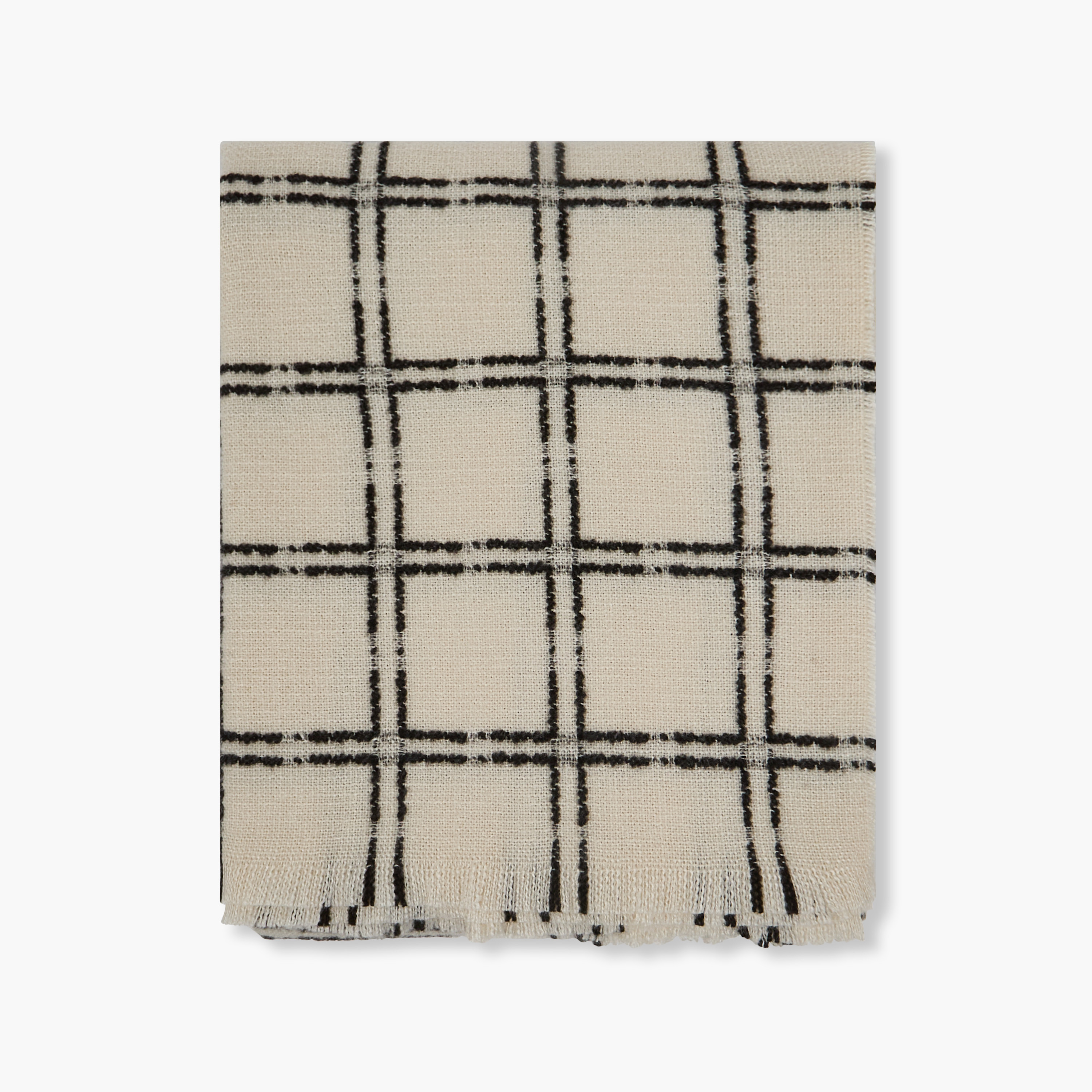Scarf Polyester Checked Cream-women-winterwear-scarves-image-3