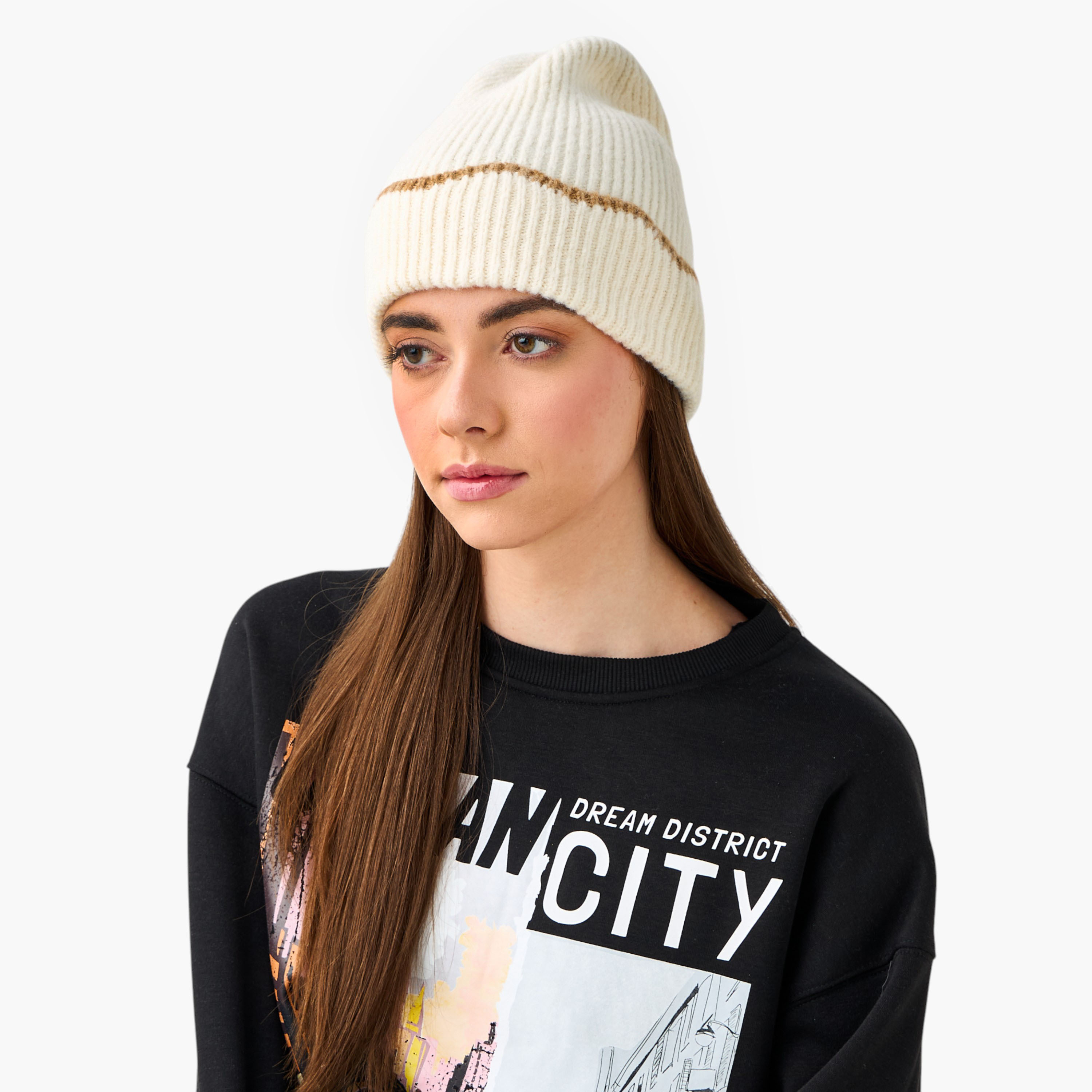Knitted Trim Detail Beanie-women-clothingaccessories-capsandhats-image-2