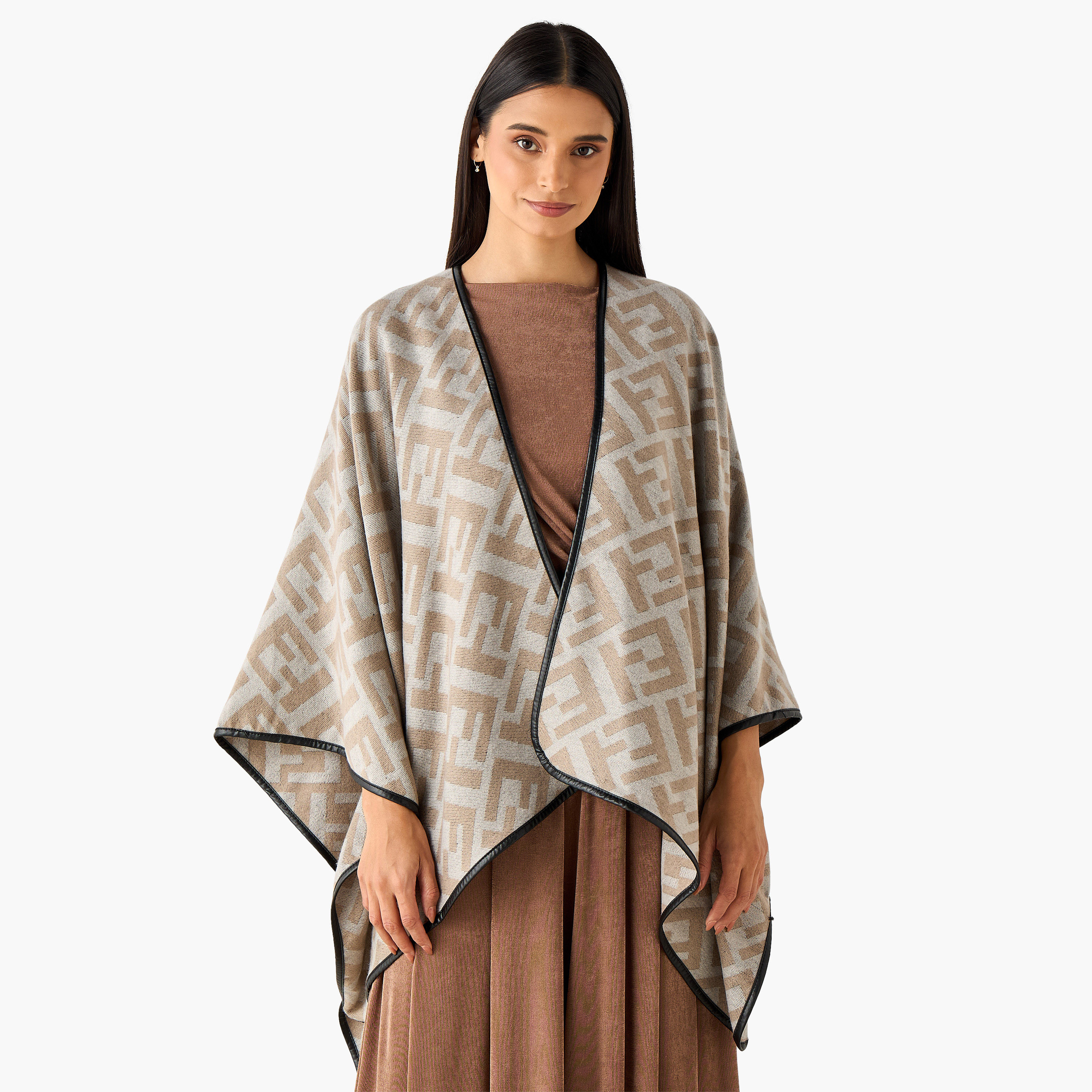 Asymmetric Cape Monogram Print-women-winterwear-scarves-image-1