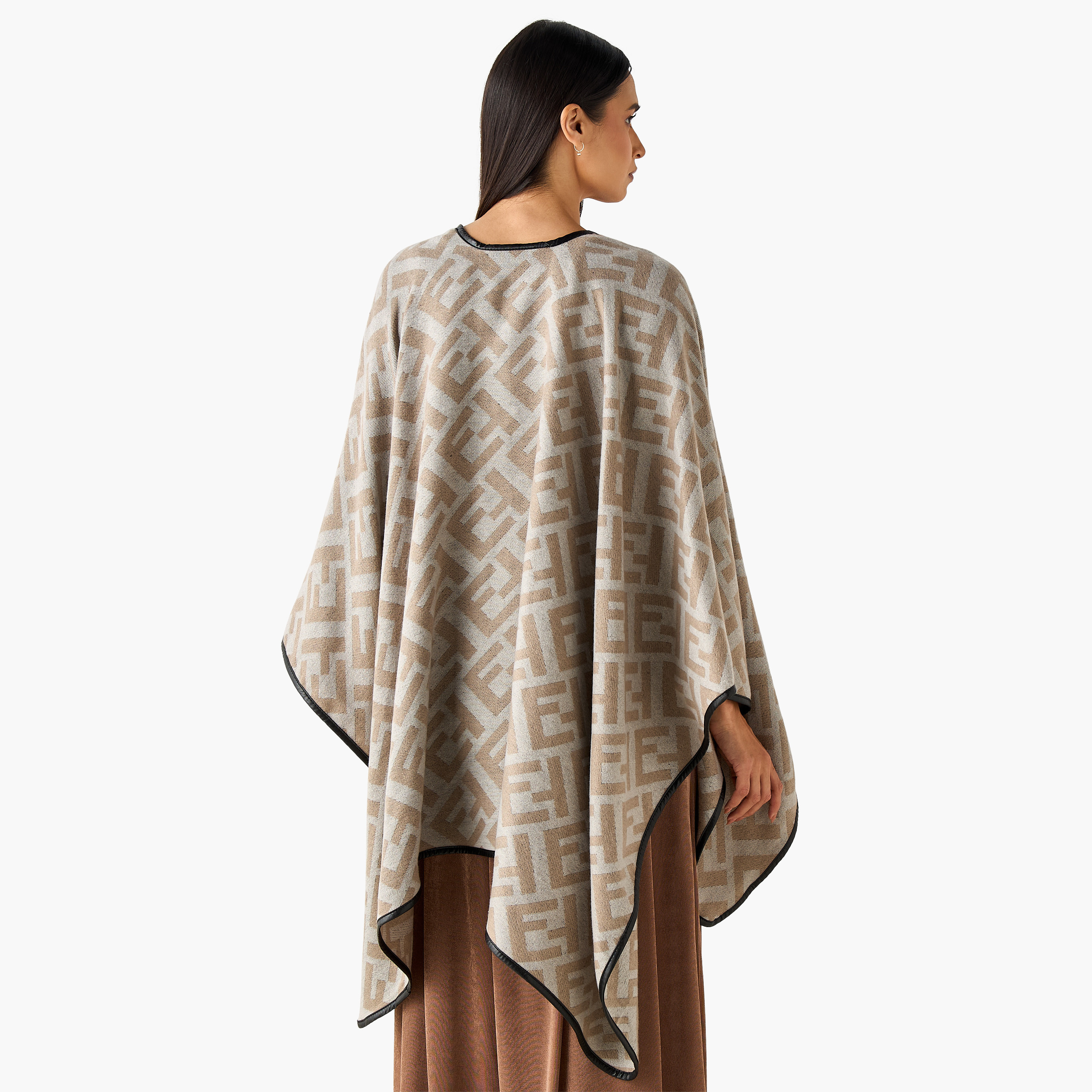 Asymmetric Cape Monogram Print-women-winterwear-scarves-image-4
