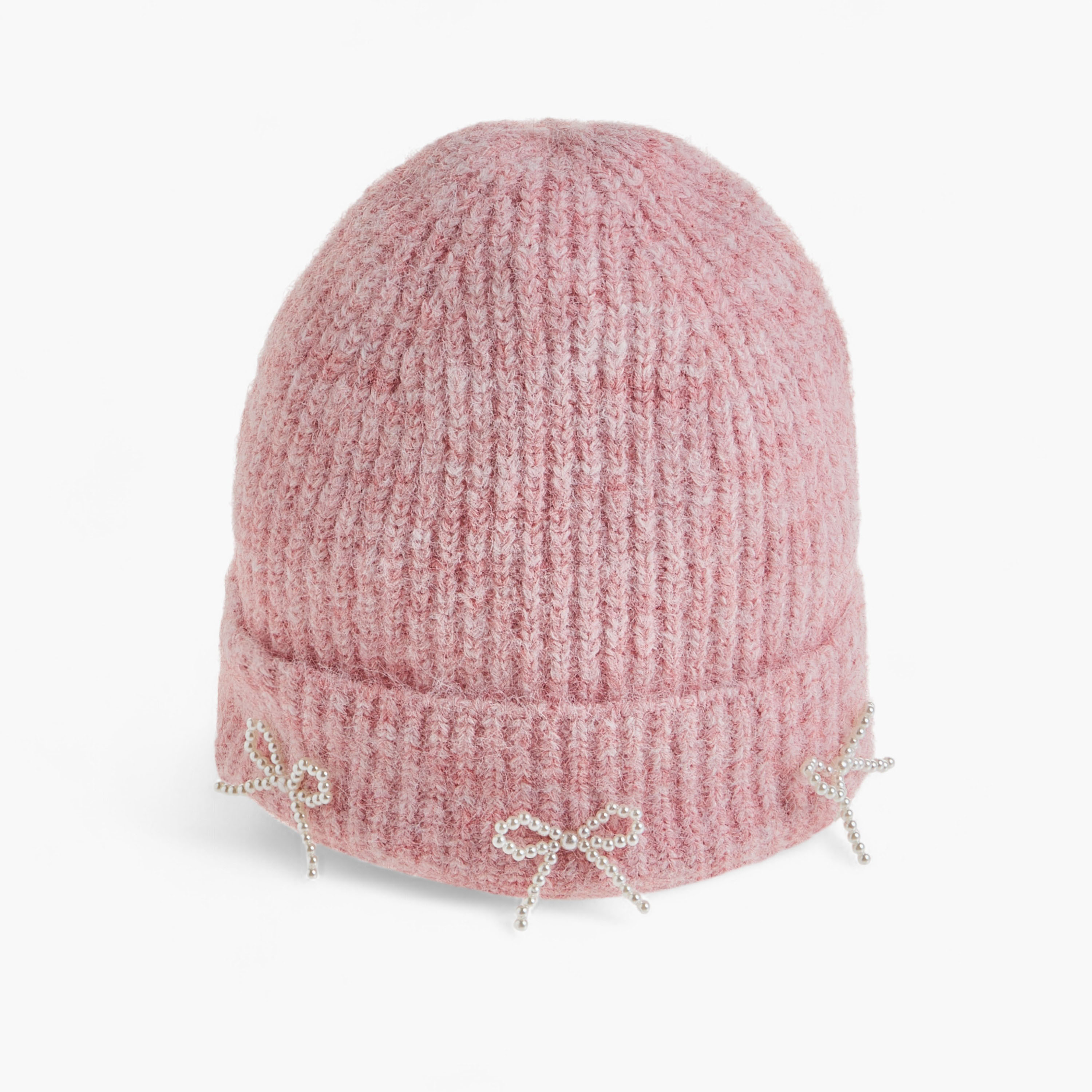 Ribbed Pearl Bow Detail Beanie-women-clothingaccessories-capsandhats-image-4
