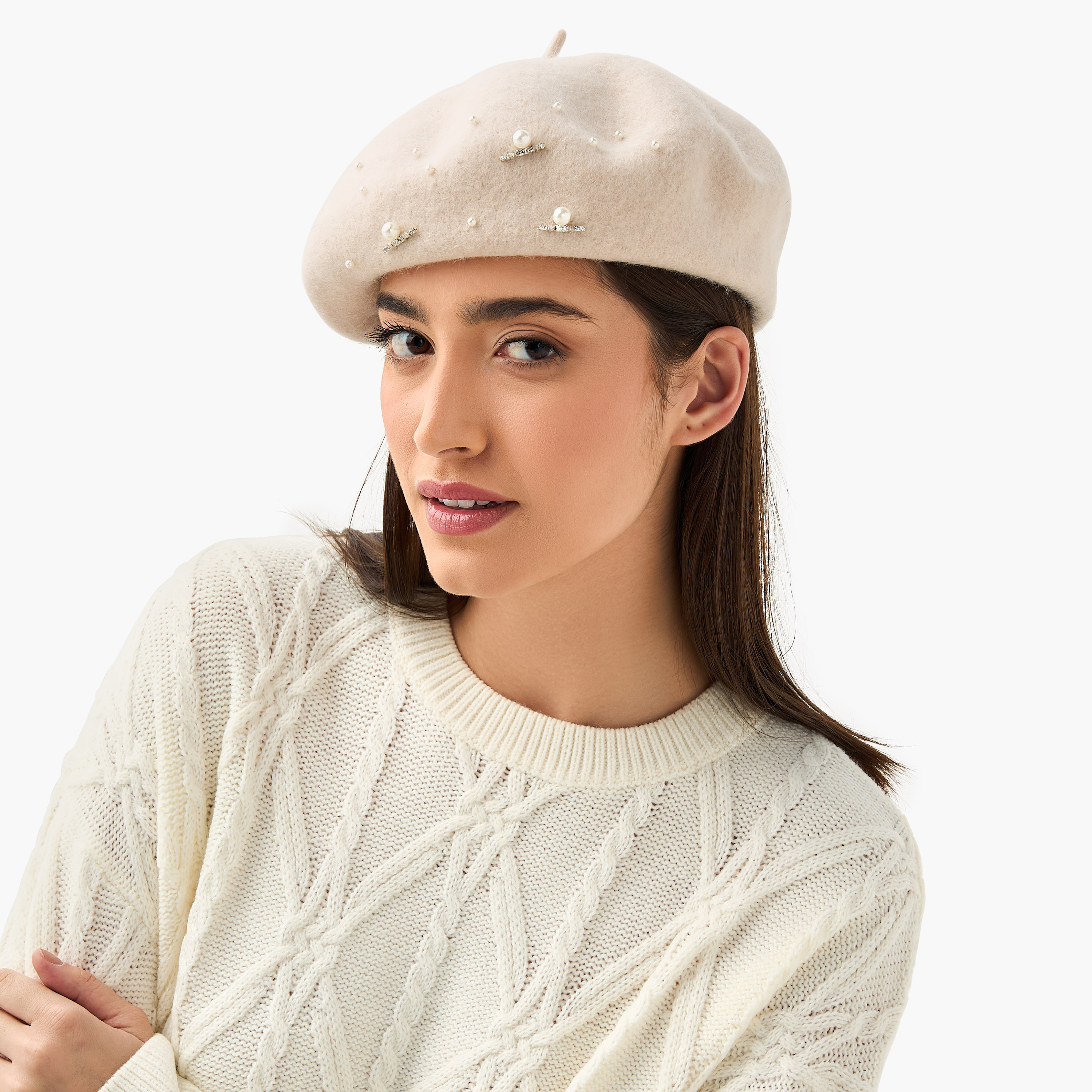 Pearl Embellished Beret Cap-women-clothingaccessories-capsandhats-image-2