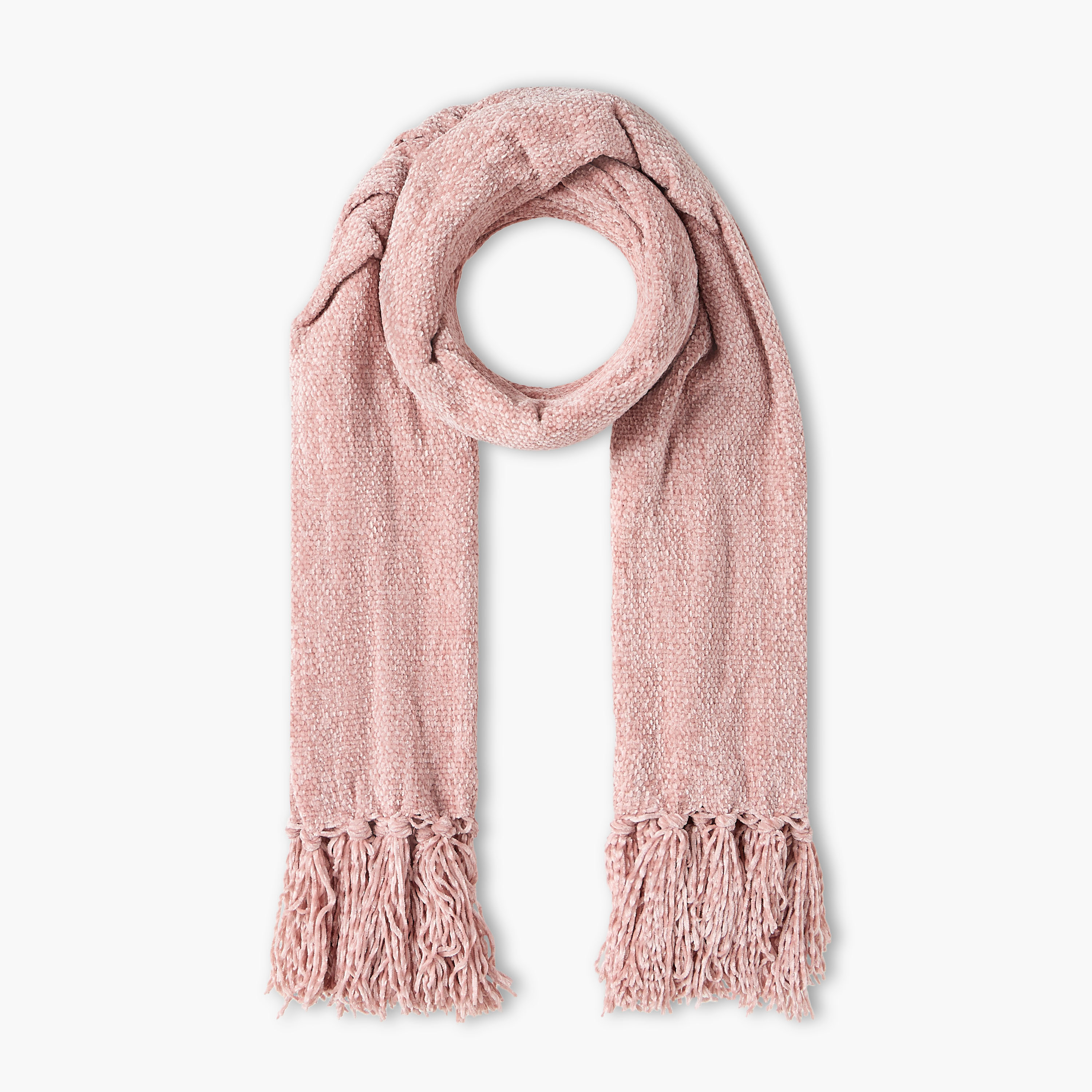 Scarf Fringe Detail Chenille Pink-women-winterwear-scarves-image-1