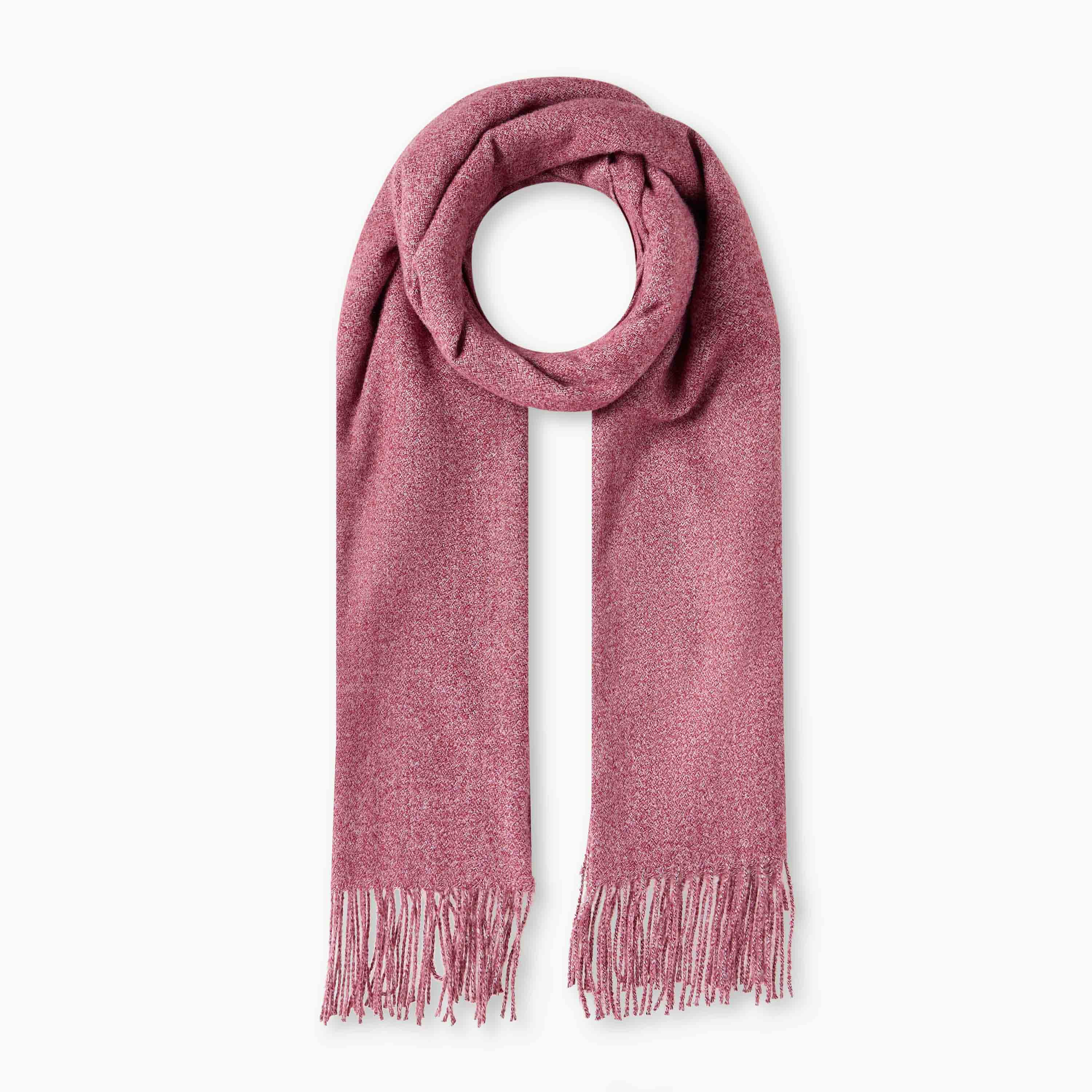 Scarf Fringe Detail Red-women-winterwear-scarves-image-1