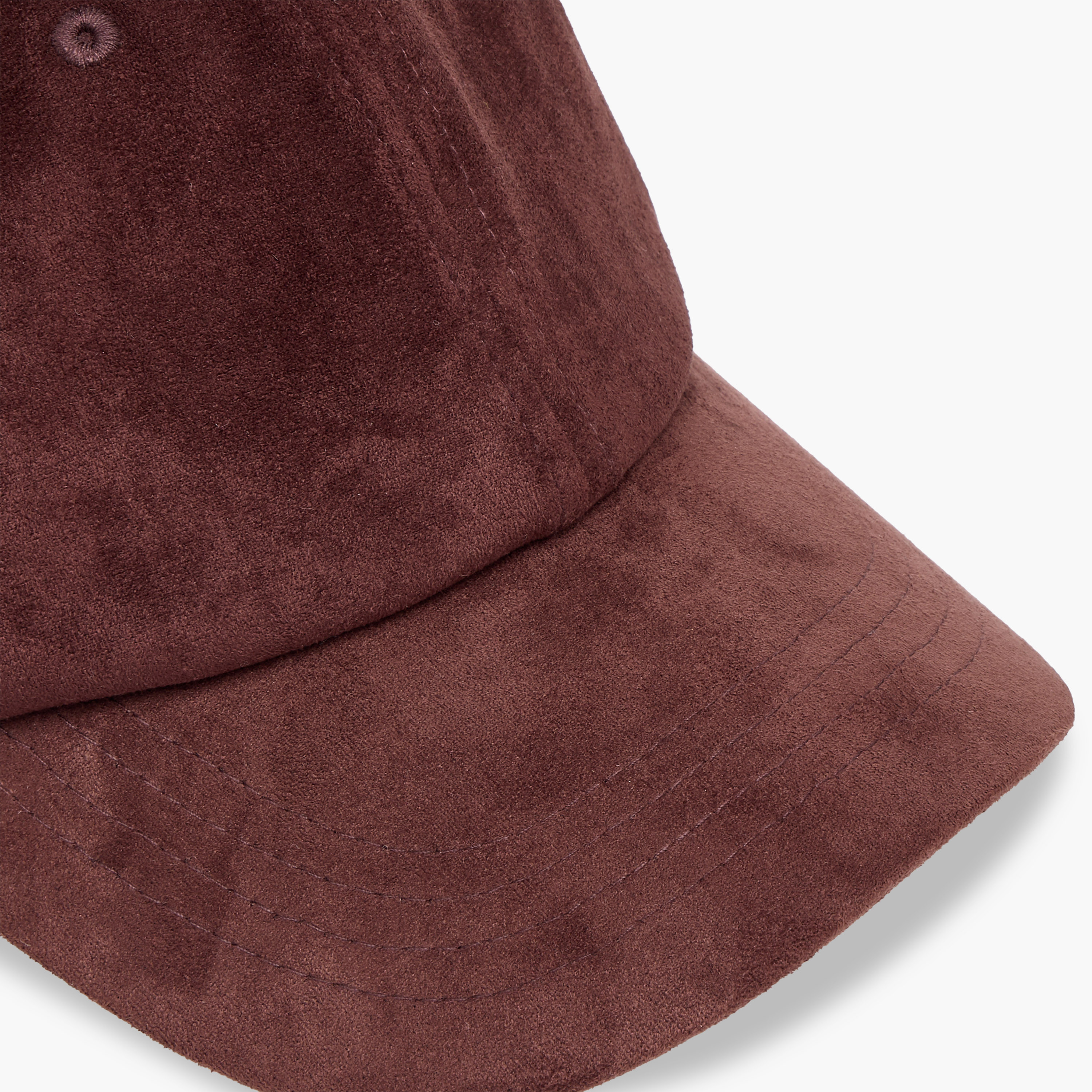 Suede Cap with Hook and Loop Closure-women-winterwear-capsandhats-image-5