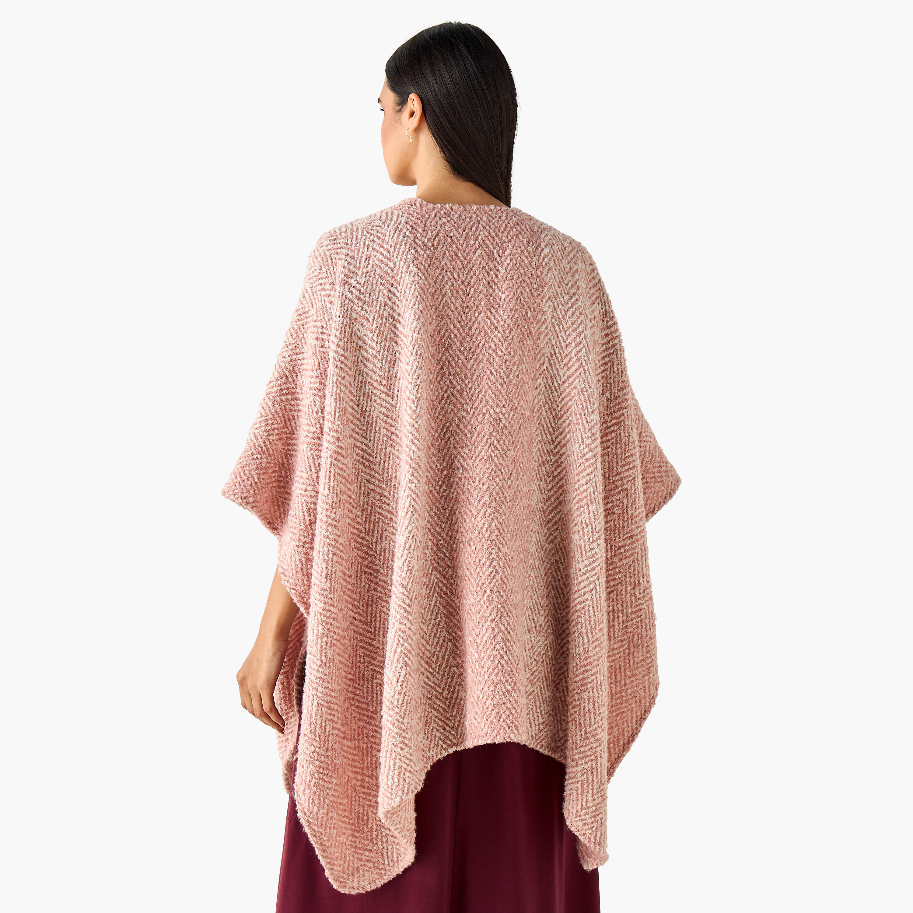 Asymmetric Cape Herringbone Texture-women-winterwear-scarves-image-4